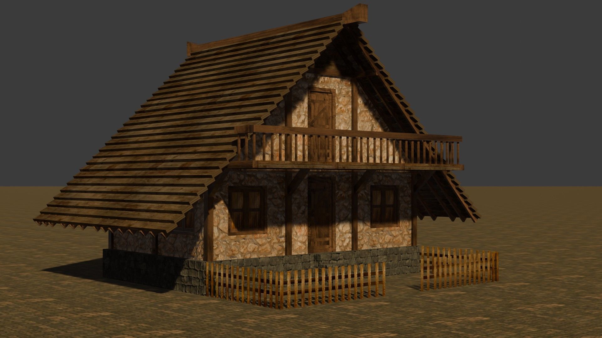 Stylized Low Poly Medieval House Assets for Fantasy Worlds Low-poly 3D model_17