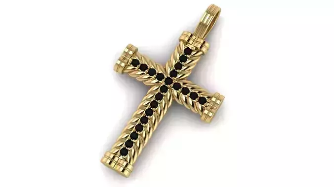 Twisted Wire Cross with Brilliant-Cut Gems  3D print model