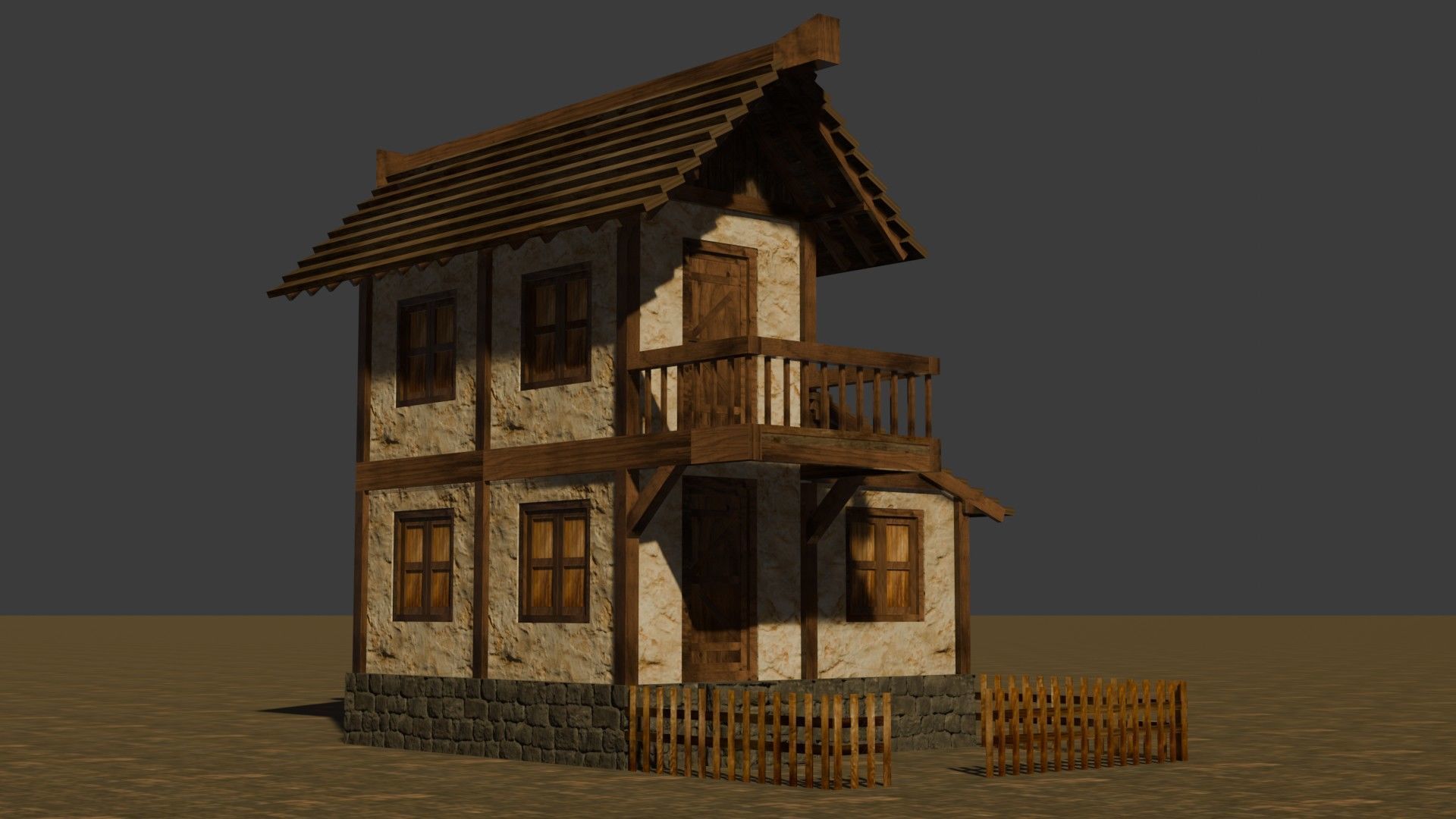 Low Poly Medieval House Pack with Realistic Textures for Games Low-poly 3D model_20