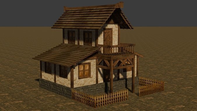 Low Poly Medieval House Pack with Realistic Textures for Games Low-poly 3D model 2