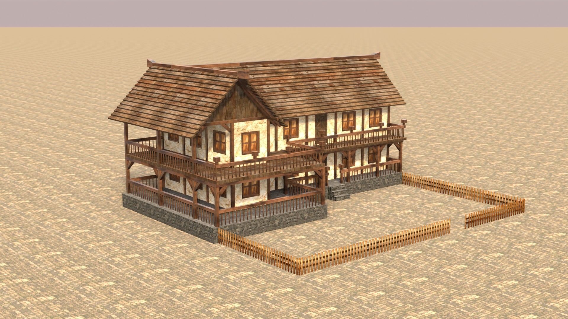 Low Poly Medieval House Pack with Realistic Textures for Games Low-poly 3D model_14