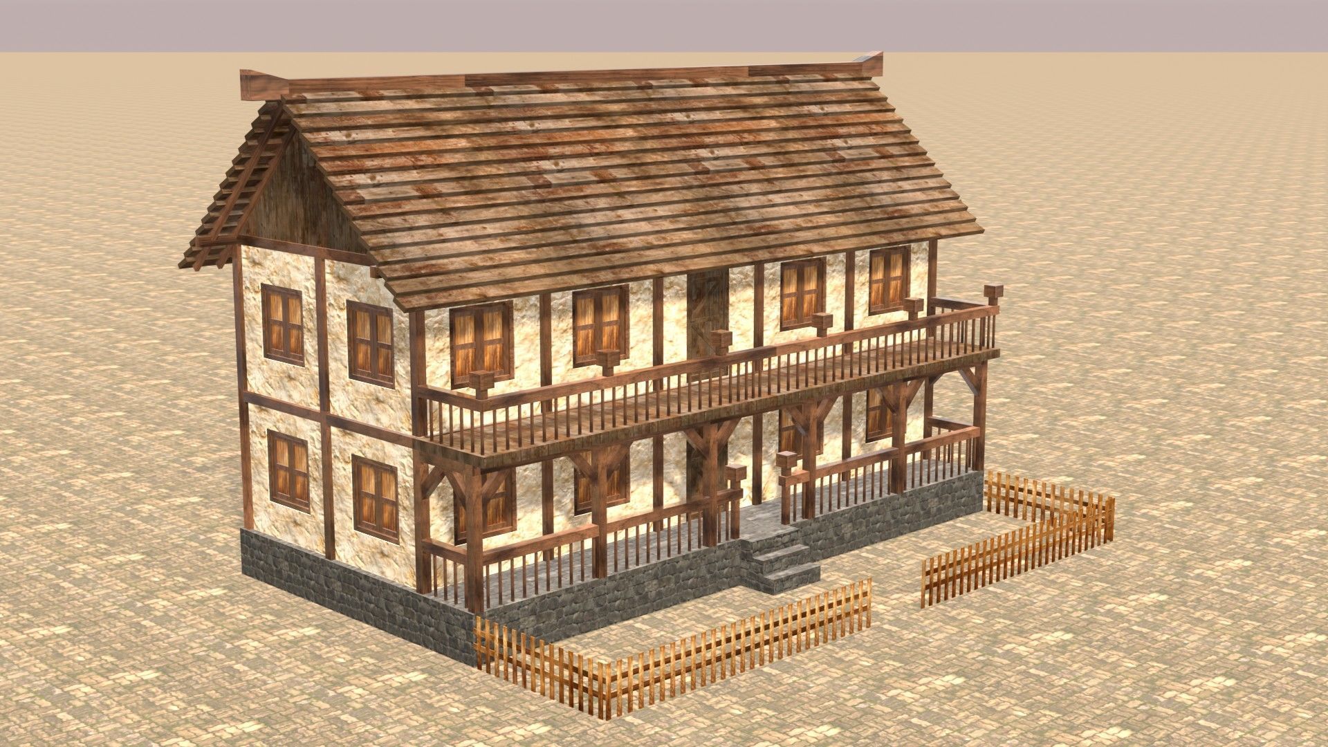 Low Poly Medieval House Pack with Realistic Textures for Games Low-poly 3D model_5