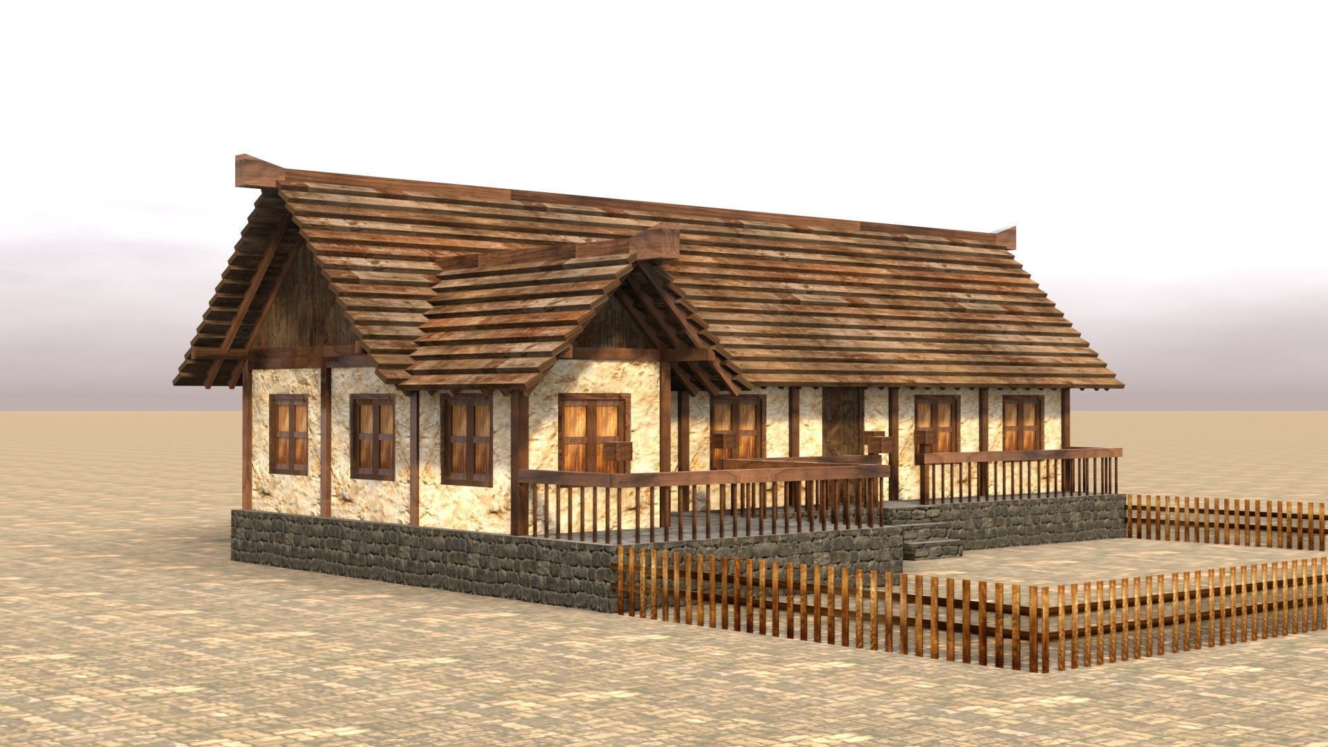 Low Poly Medieval House Pack with Realistic Textures for Games Low-poly 3D model_12