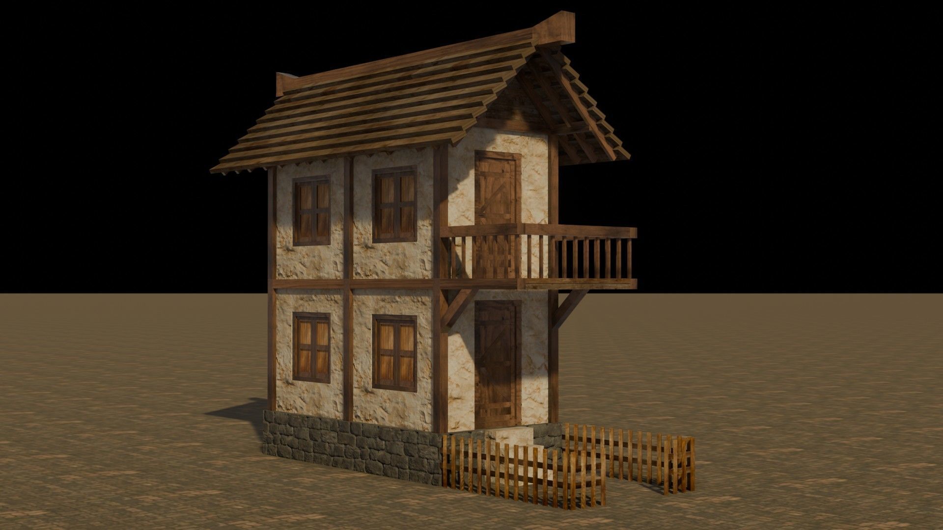 Low Poly Medieval House Pack with Realistic Textures for Games Low-poly 3D model_21