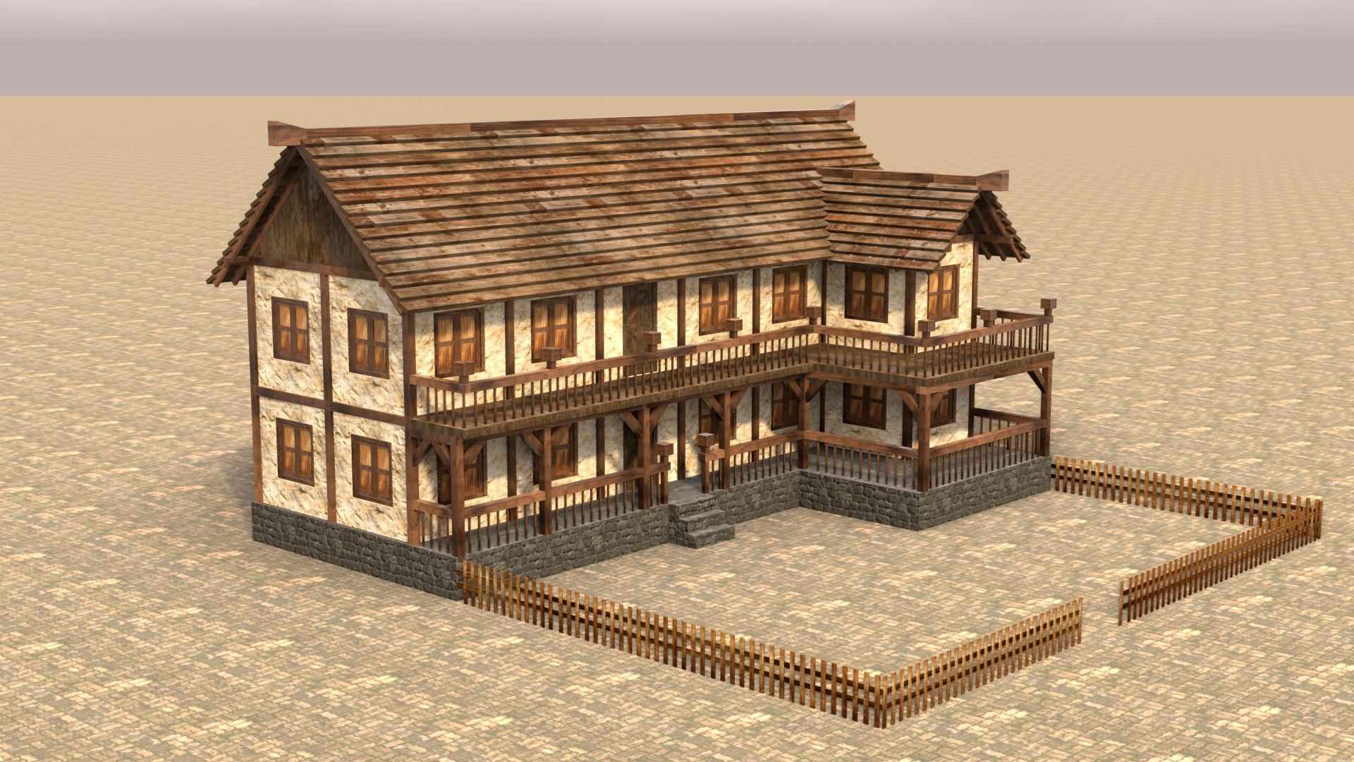 Low Poly Medieval House Pack with Realistic Textures for Games Low-poly 3D model_6