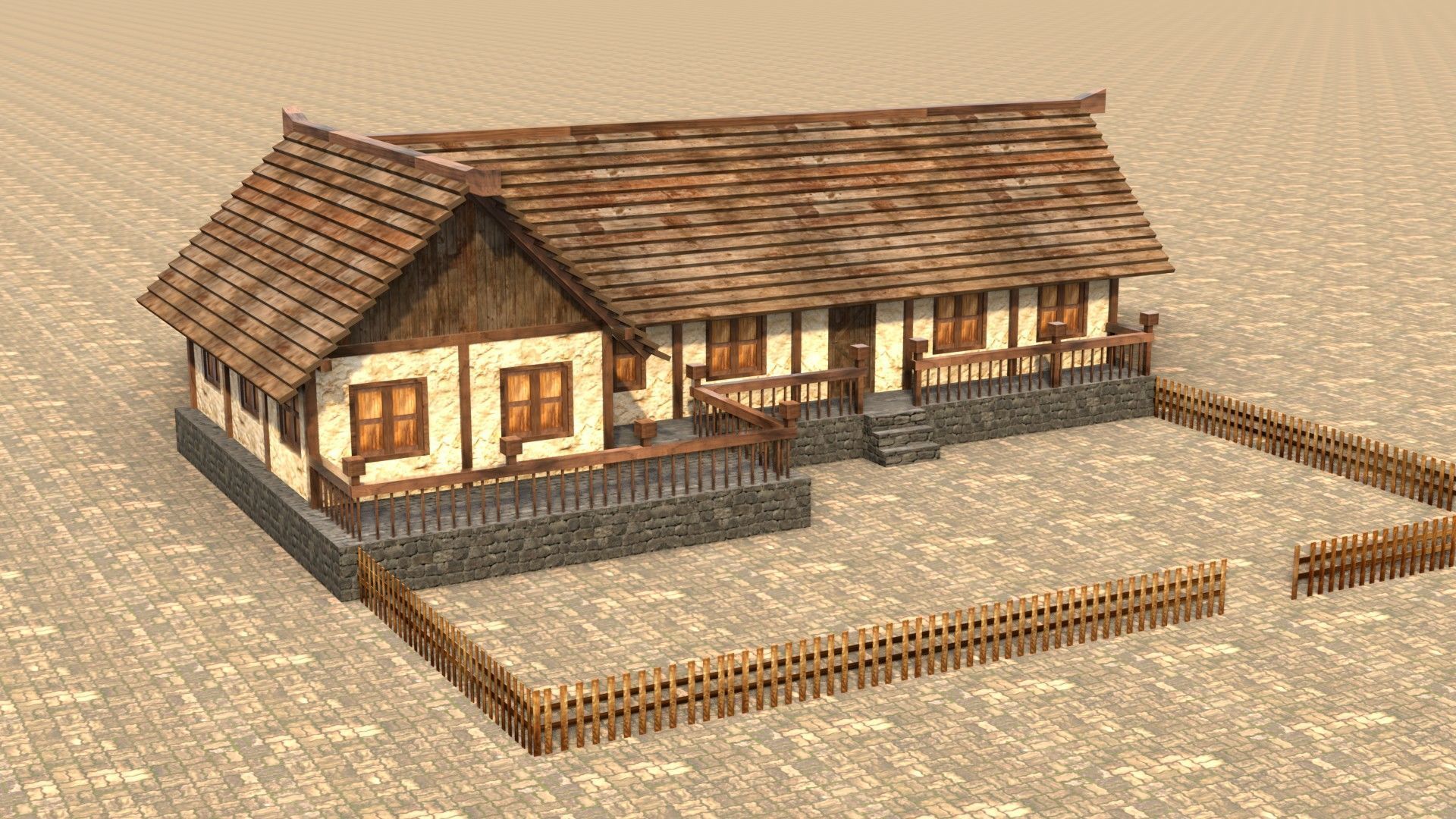 Low Poly Medieval House Pack with Realistic Textures for Games Low-poly 3D model_11