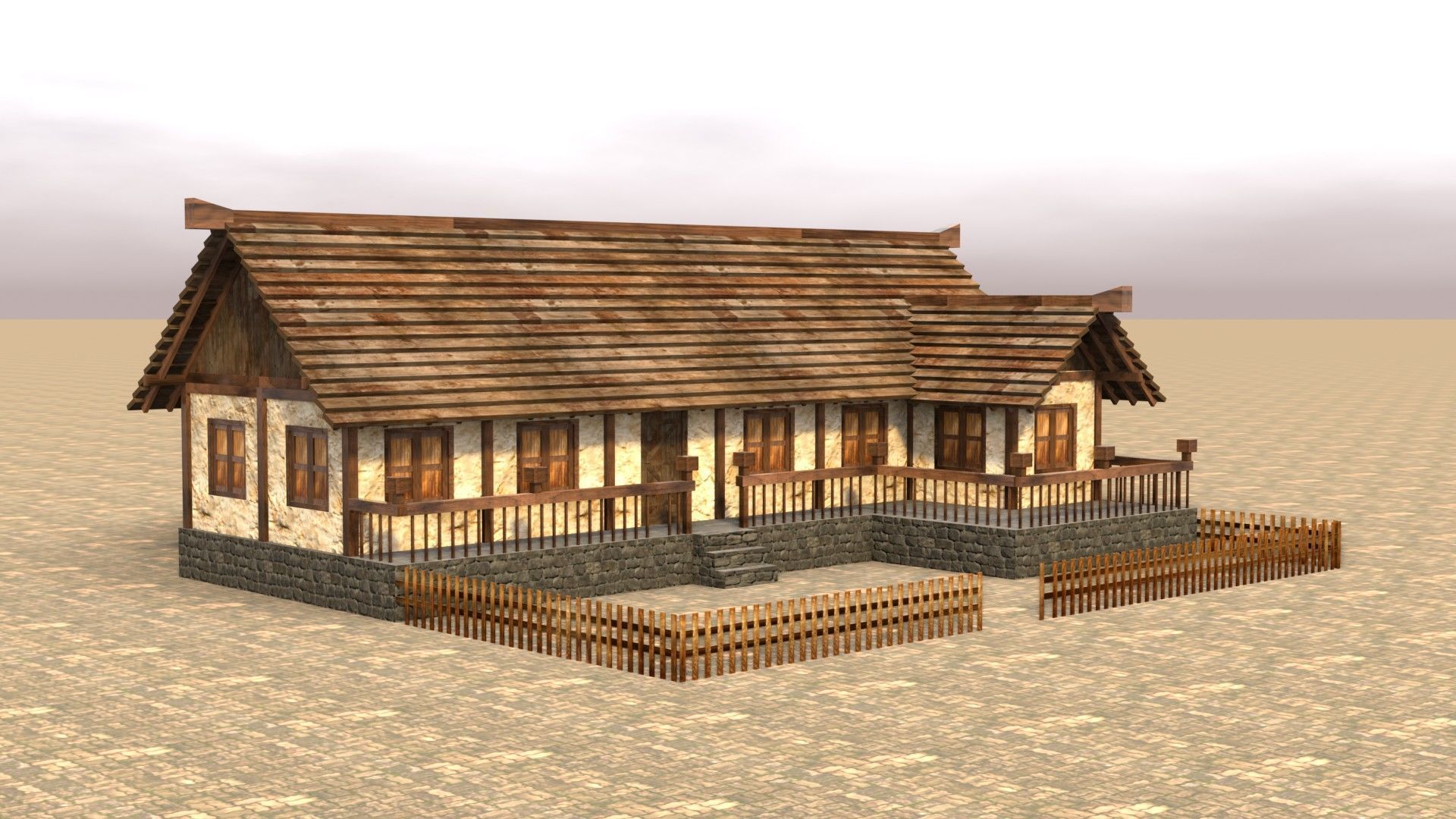 Low Poly Medieval House Pack with Realistic Textures for Games Low-poly 3D model_7