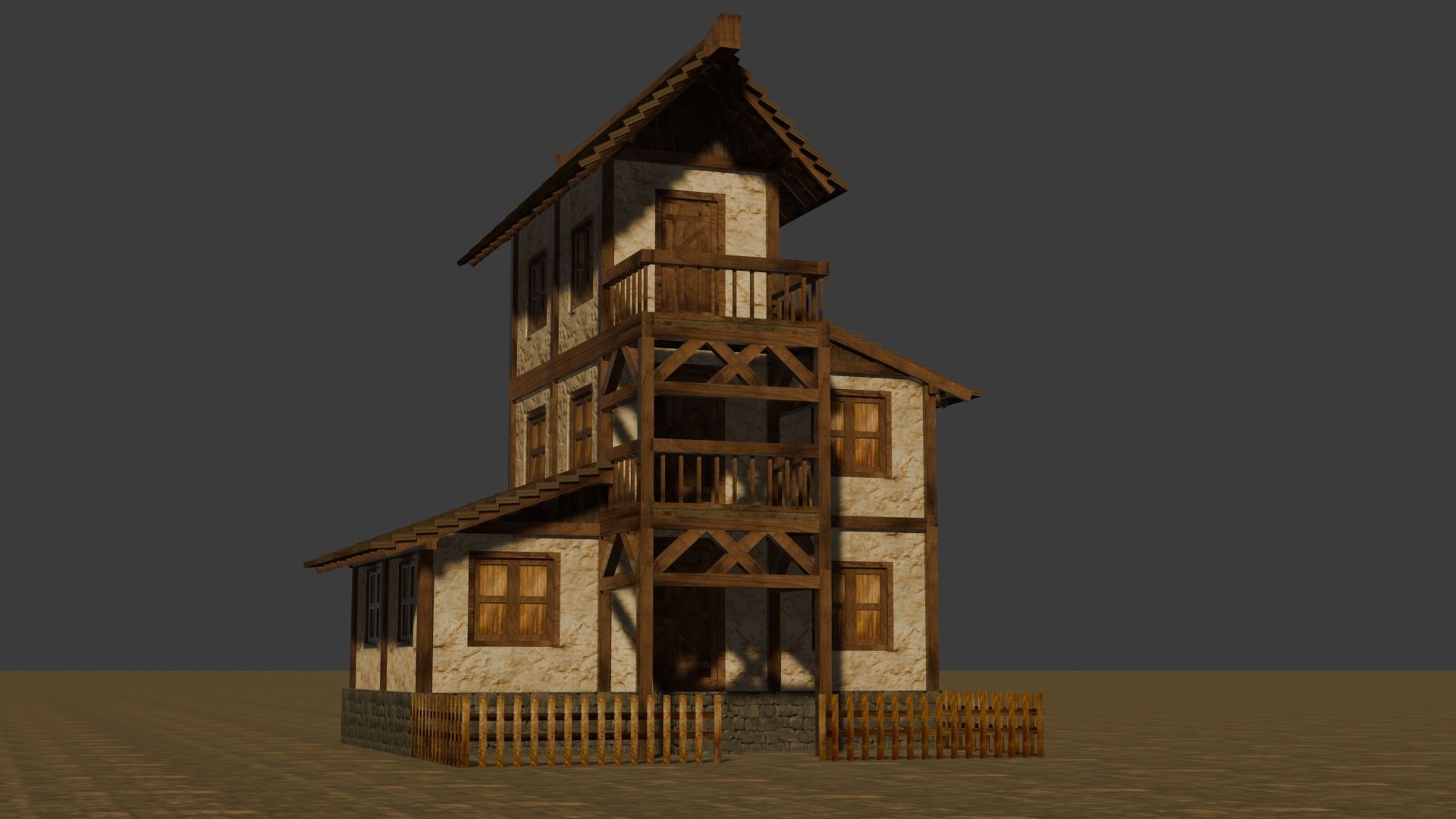 Low Poly Medieval House Pack with Realistic Textures for Games Low-poly 3D model_2