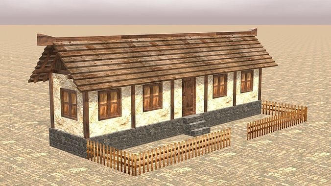 Low Poly Medieval House Pack with Realistic Textures for Games Low-poly 3D model 4