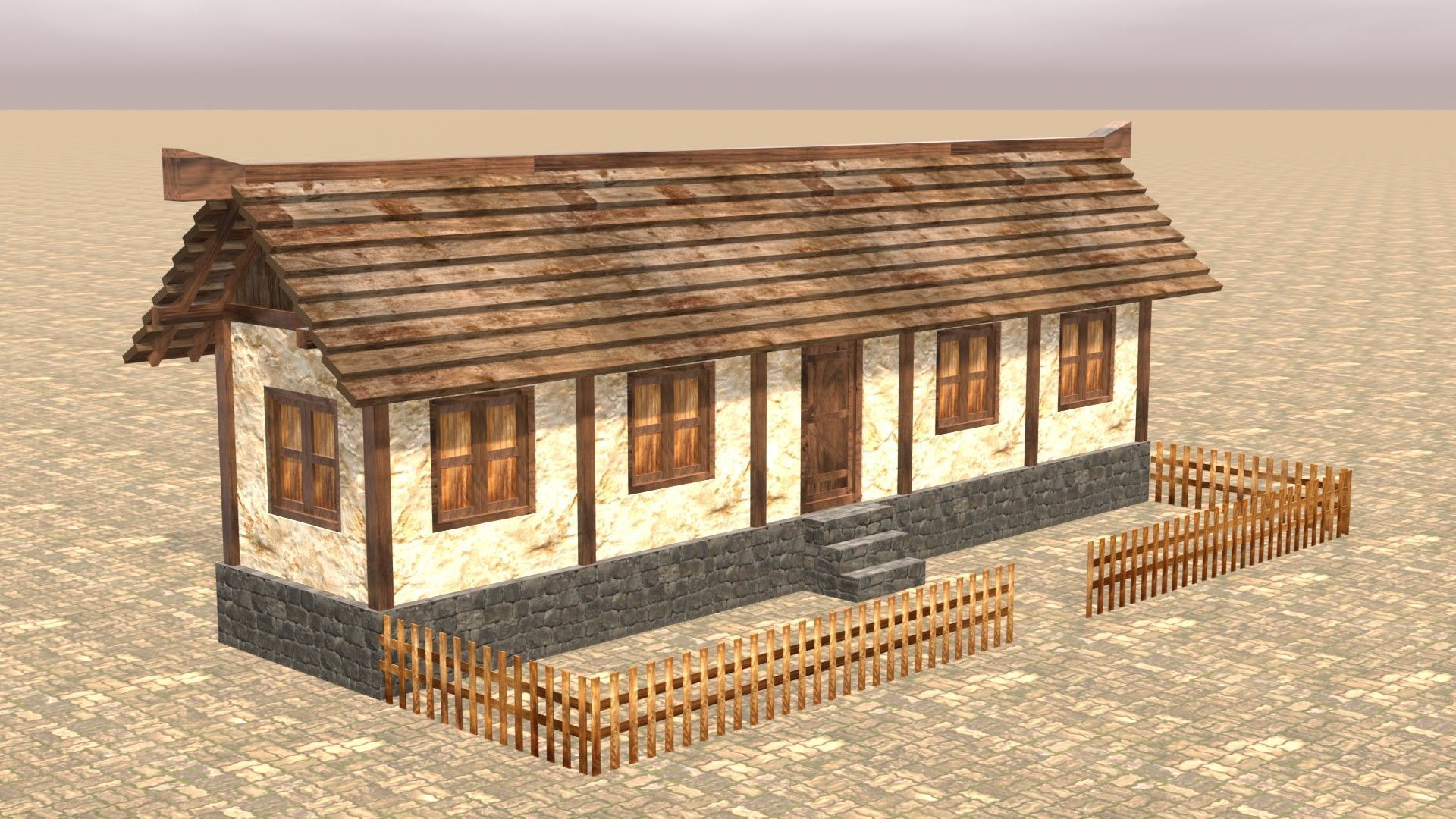 Low Poly Medieval House Pack with Realistic Textures for Games Low-poly 3D model_3