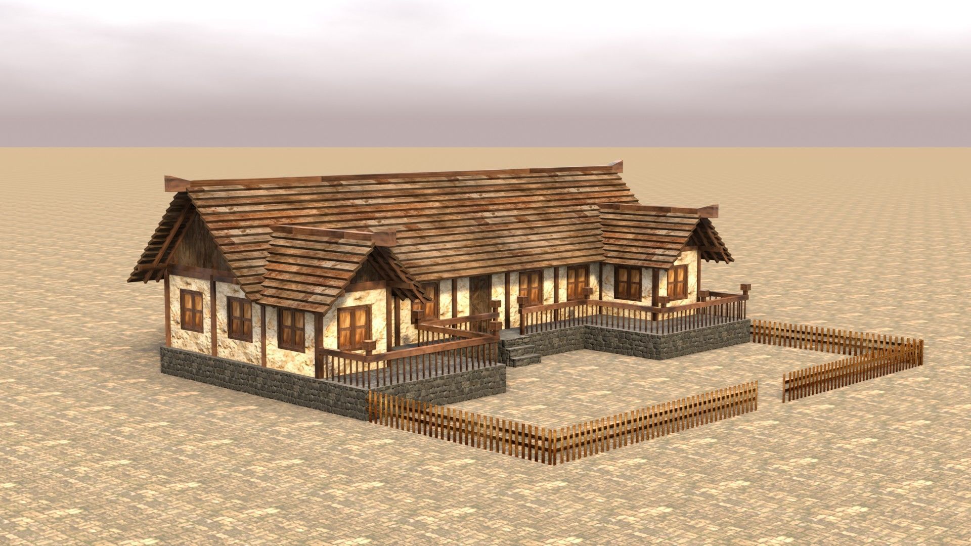 Low Poly Medieval House Pack with Realistic Textures for Games Low-poly 3D model_9