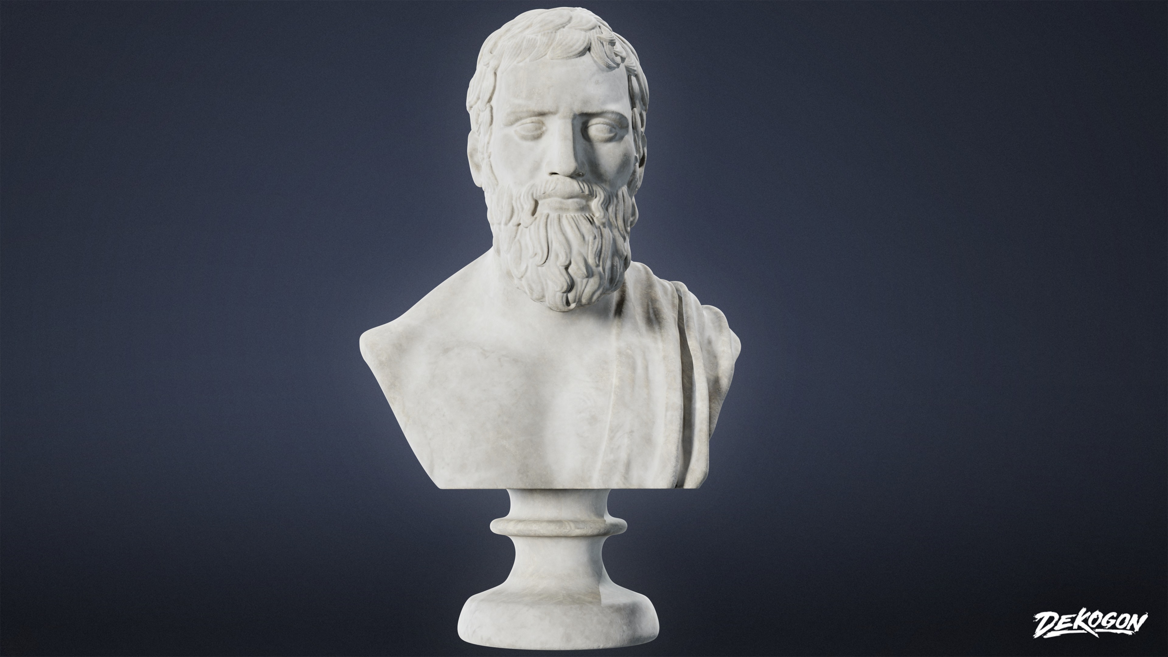 STONE SCULPTURES - Statue Bust 03 - LOW POLY AND NANITE Low-poly 3D model_2