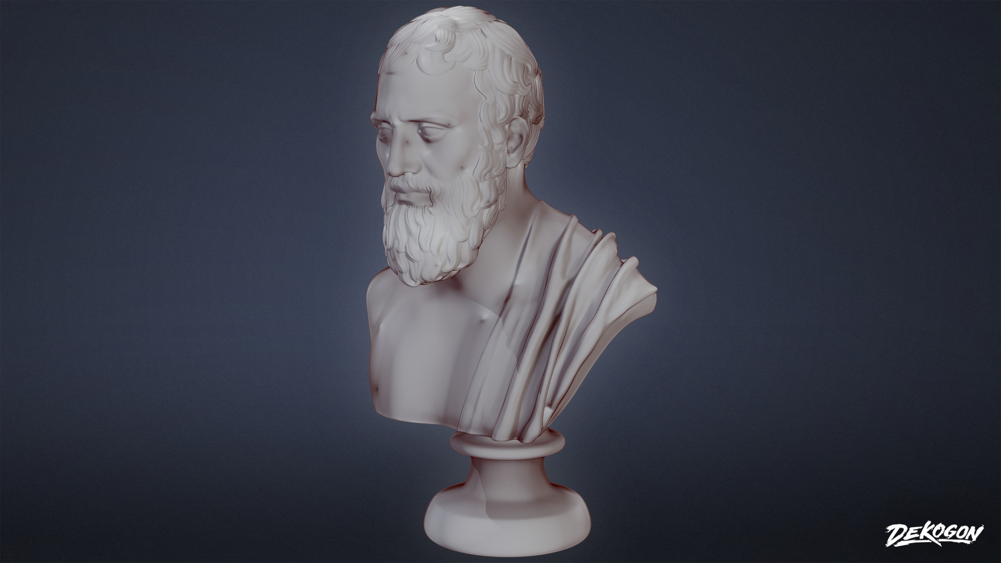 STONE SCULPTURES - Statue Bust 03 - LOW POLY AND NANITE Low-poly 3D model_8