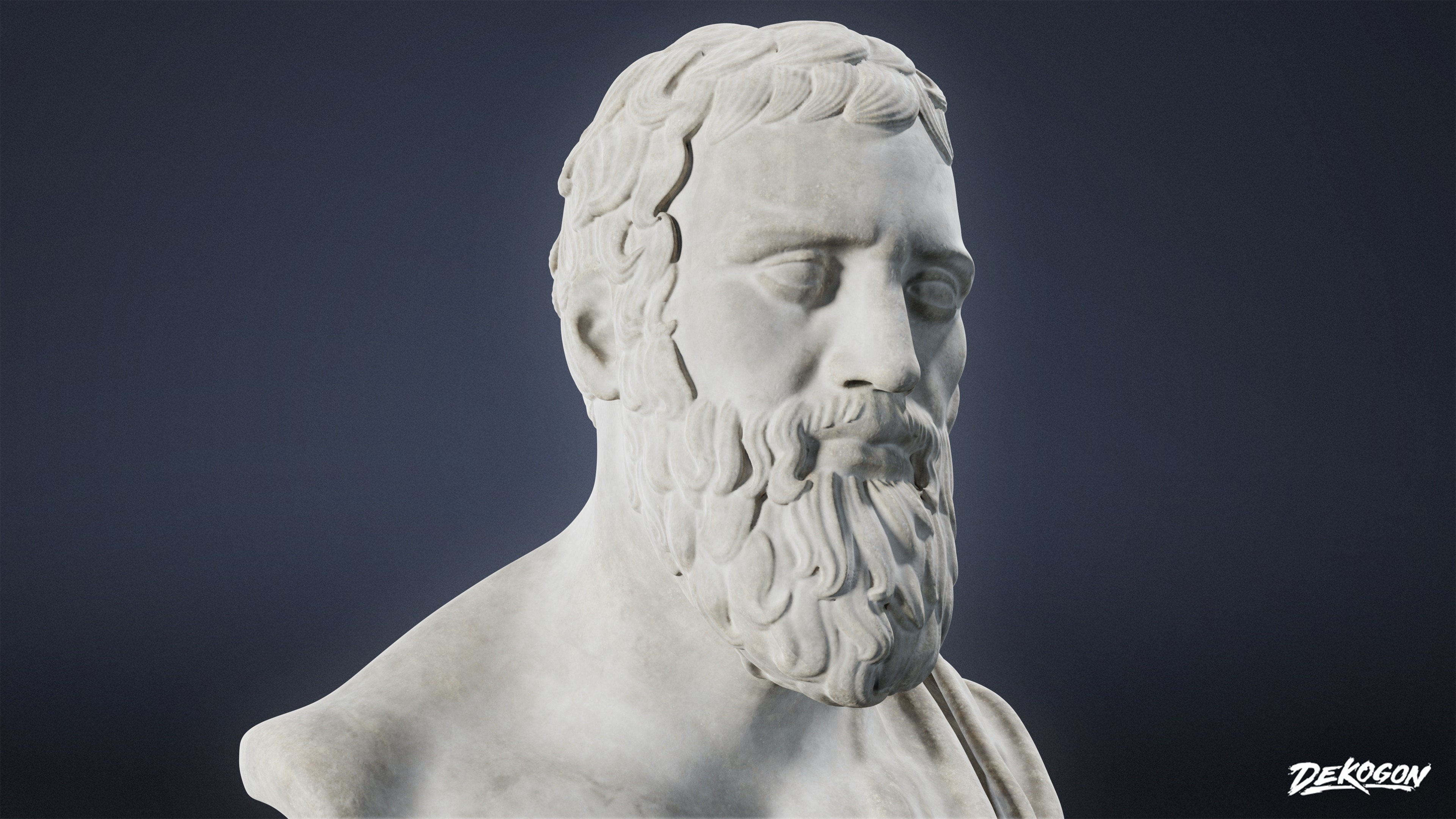 STONE SCULPTURES - Statue Bust 03 - LOW POLY AND NANITE Low-poly 3D model_6