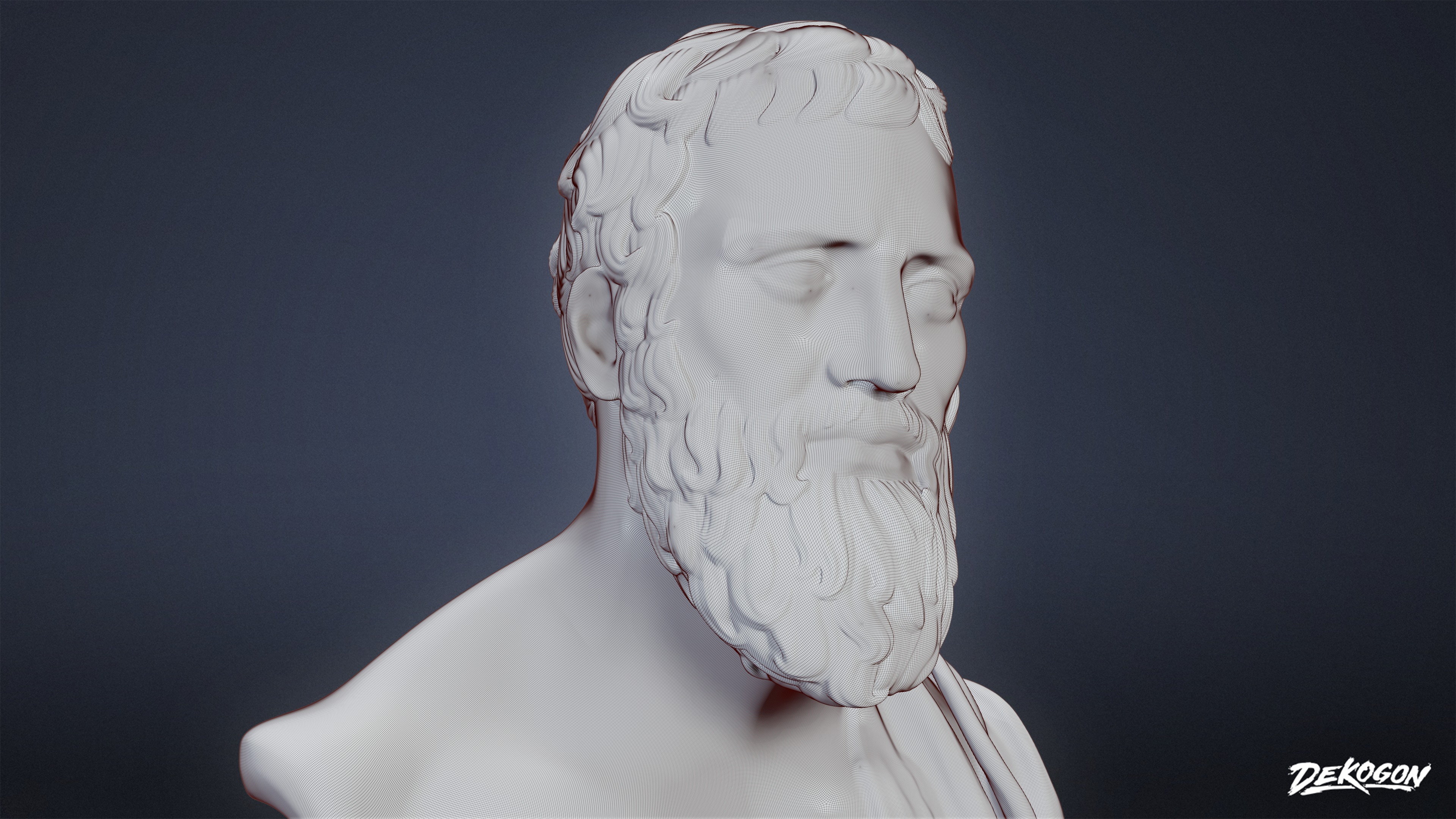 STONE SCULPTURES - Statue Bust 03 - LOW POLY AND NANITE Low-poly 3D model_7