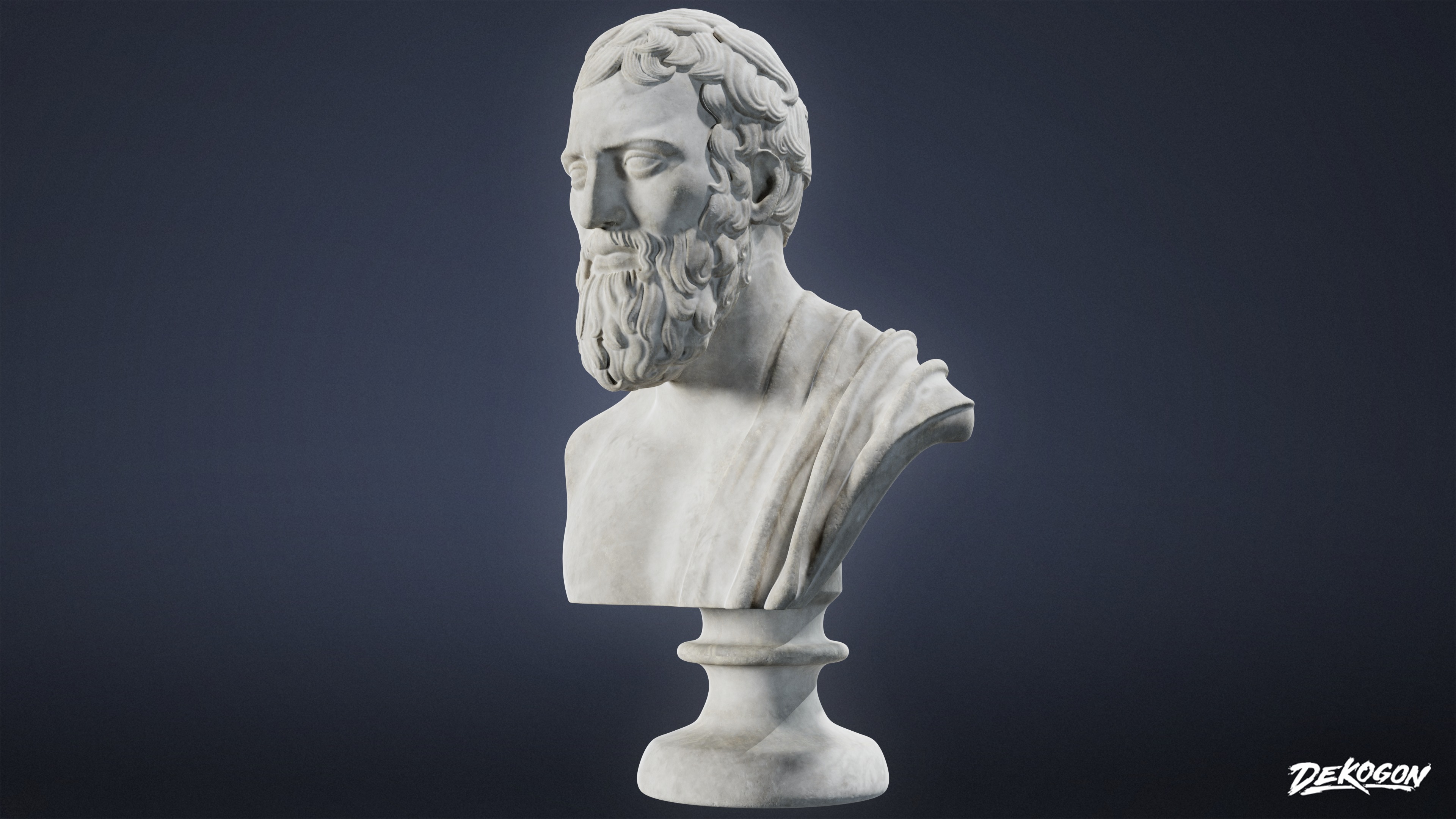 STONE SCULPTURES - Statue Bust 03 - LOW POLY AND NANITE Low-poly 3D model_1