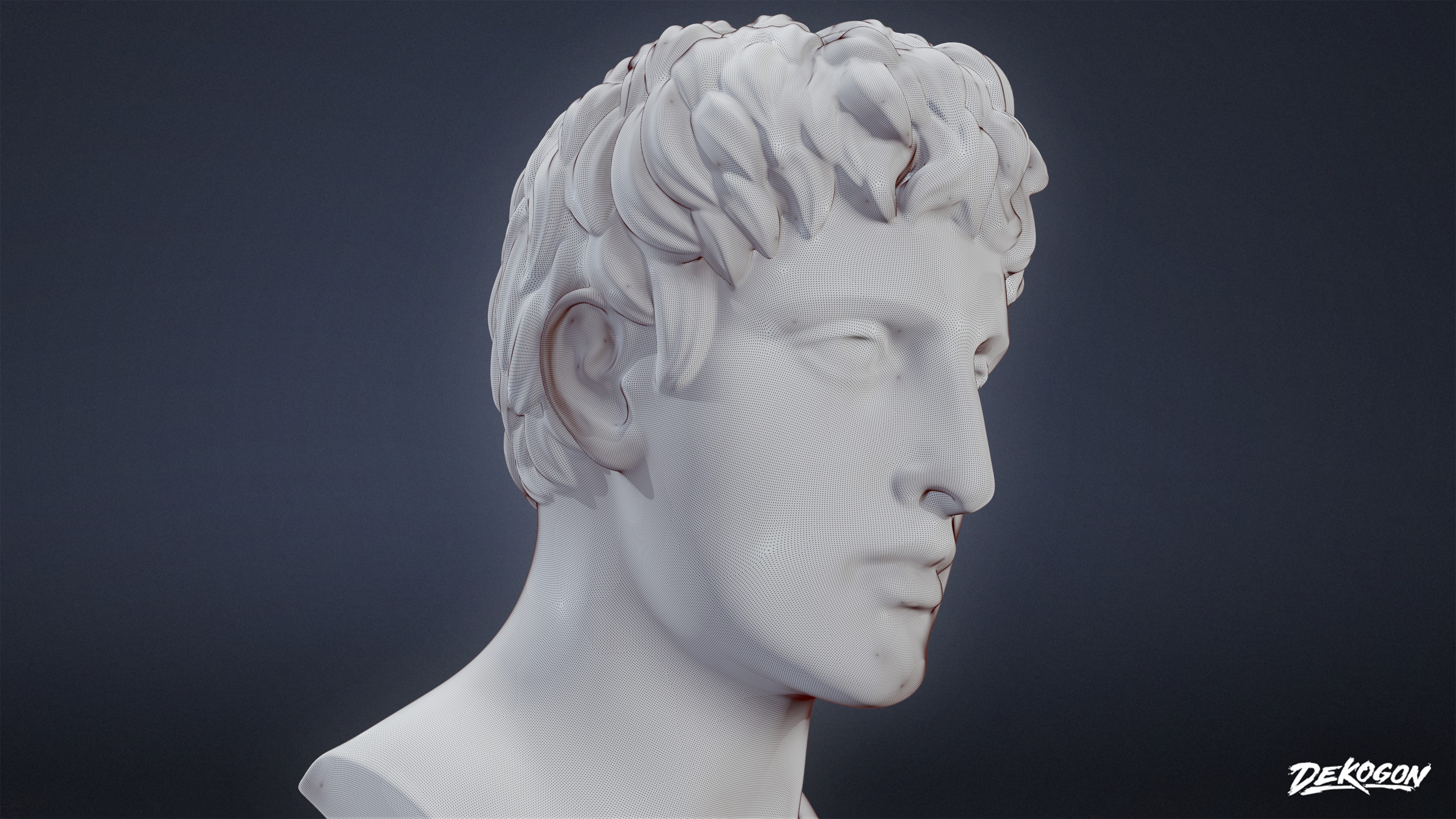STONE SCULPTURES - Statue Bust 06 - NANITE Low-poly 3D model_7