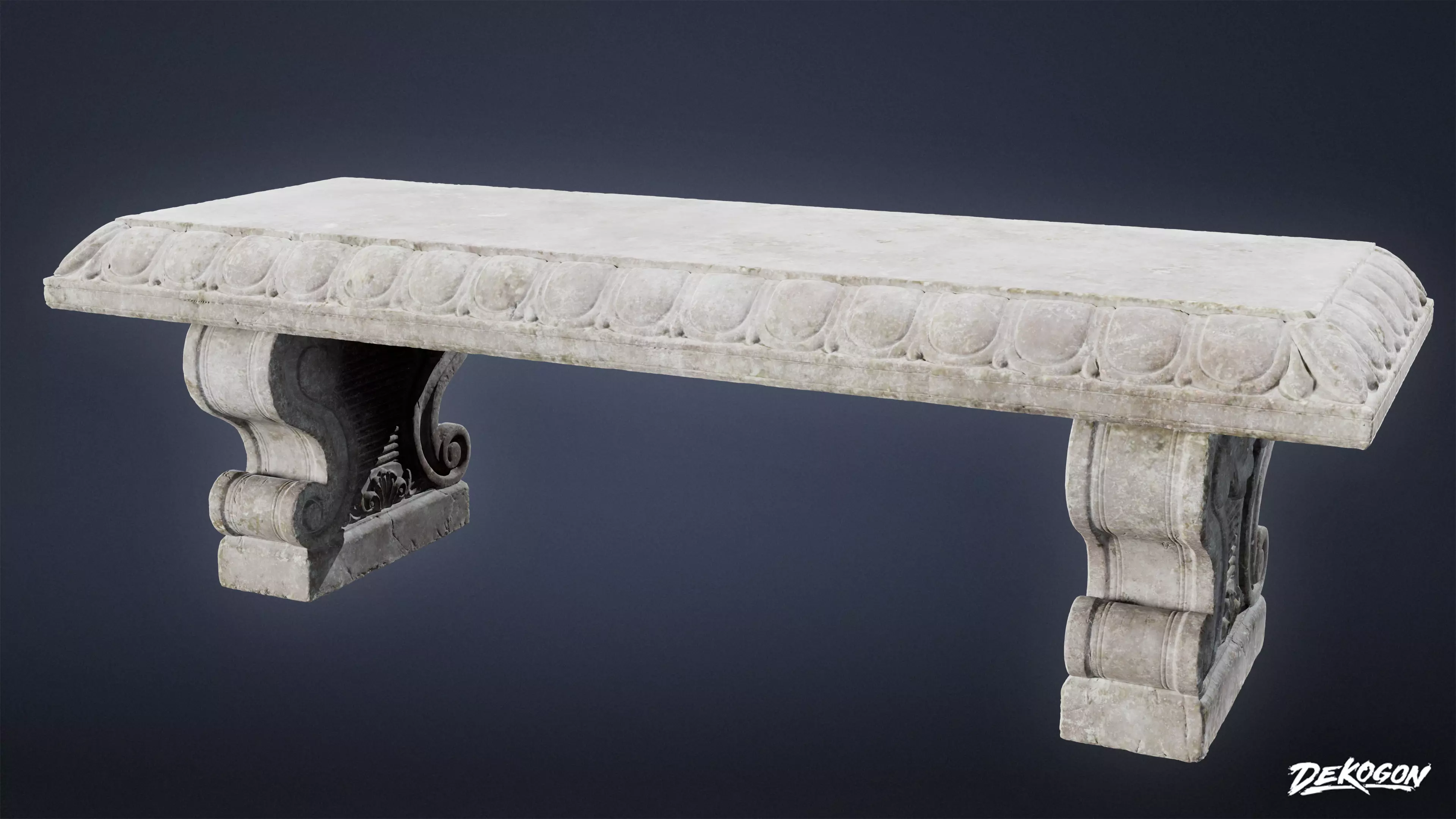 STONE SCULPTURES - Stone Bench 02 - NANITE Low-poly 3D model_0