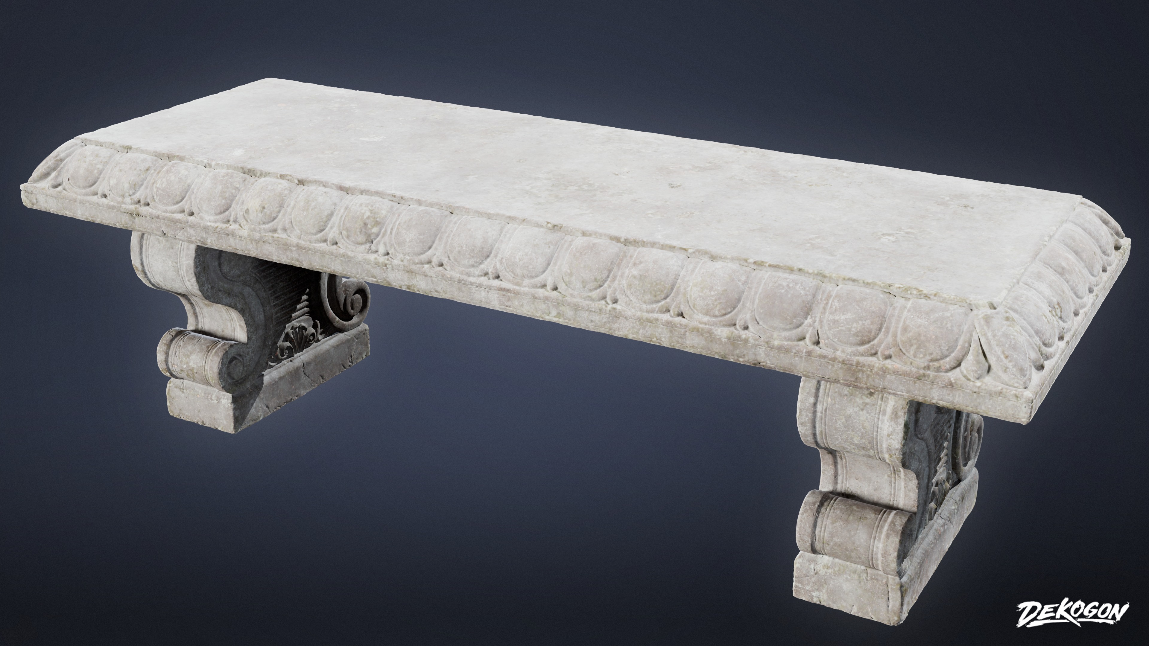 STONE SCULPTURES - Stone Bench 02 - NANITE Low-poly 3D model_3