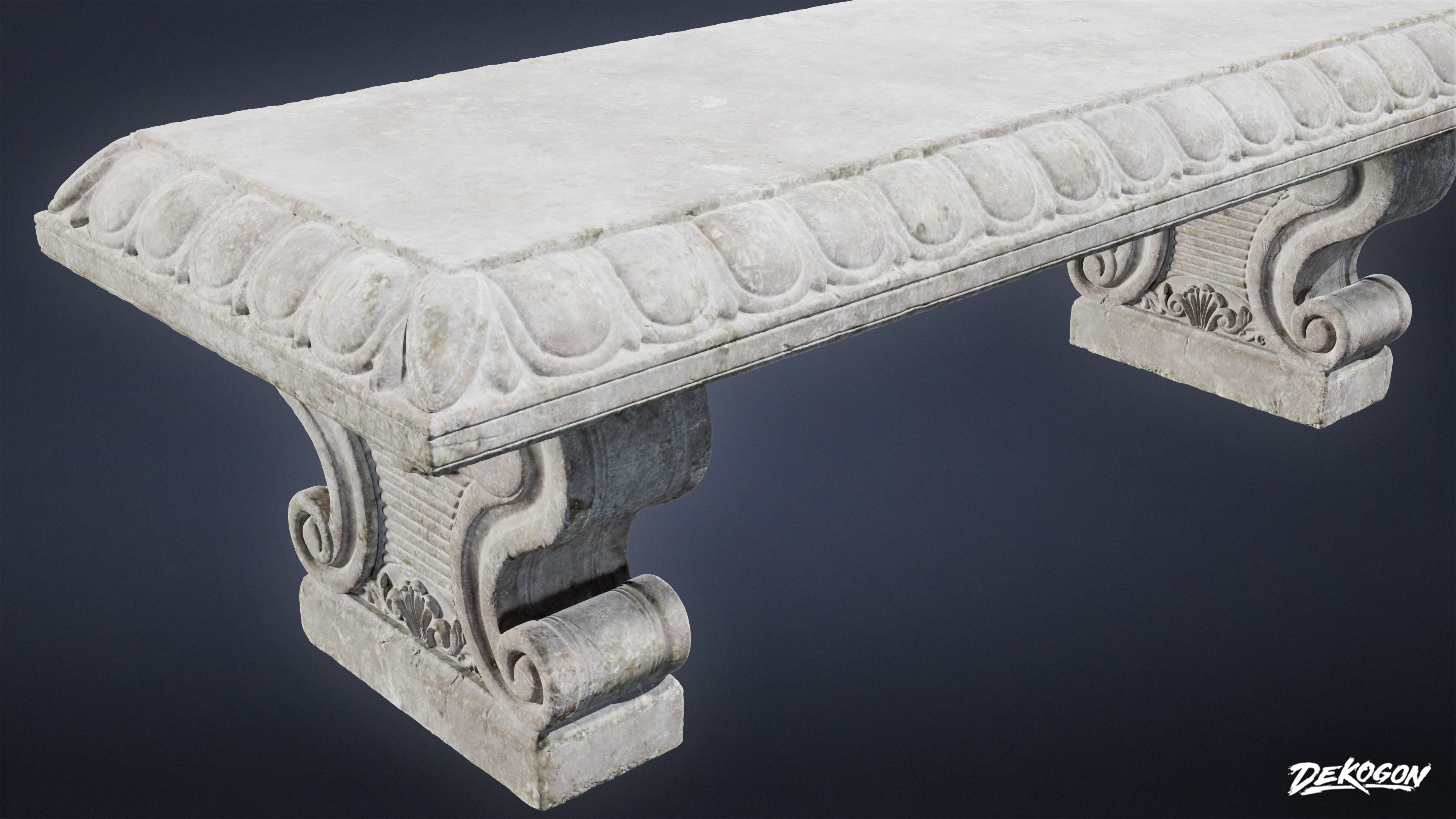 STONE SCULPTURES - Stone Bench 02 - NANITE Low-poly 3D model_5