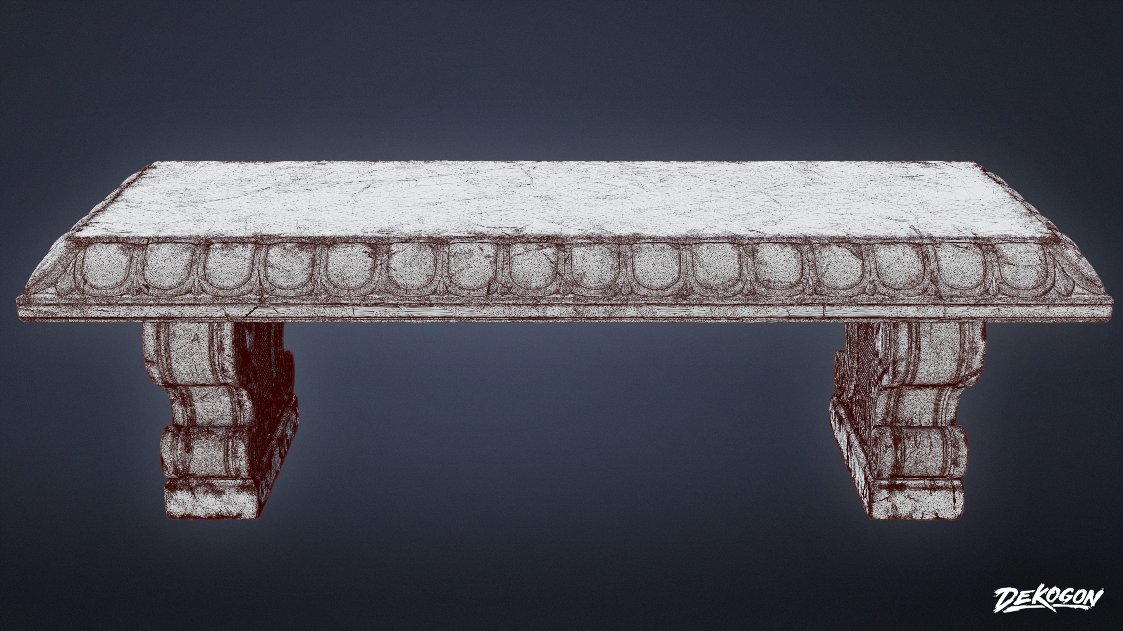 STONE SCULPTURES - Stone Bench 02 - NANITE Low-poly 3D model_7
