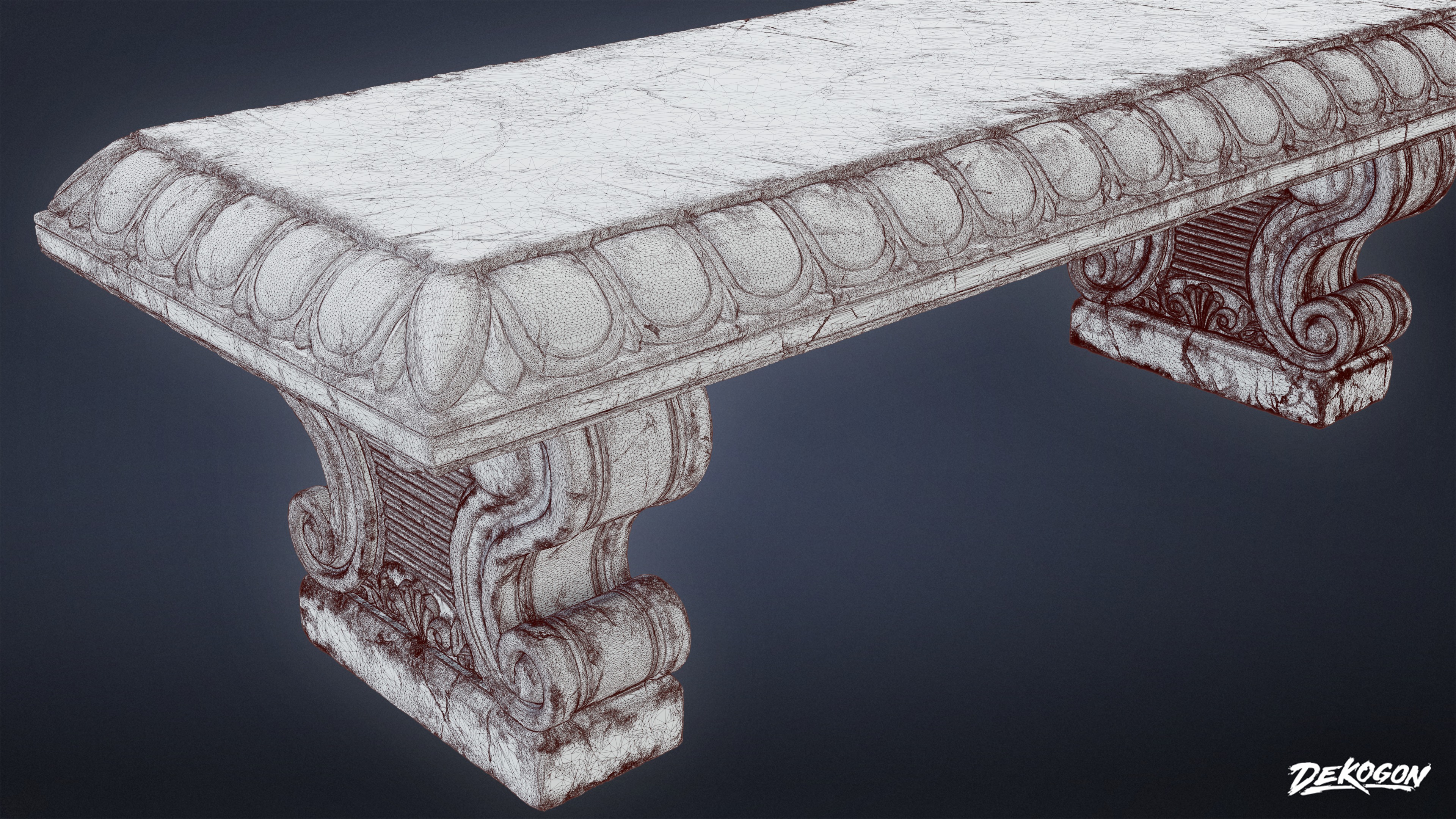 STONE SCULPTURES - Stone Bench 02 - NANITE Low-poly 3D model_6