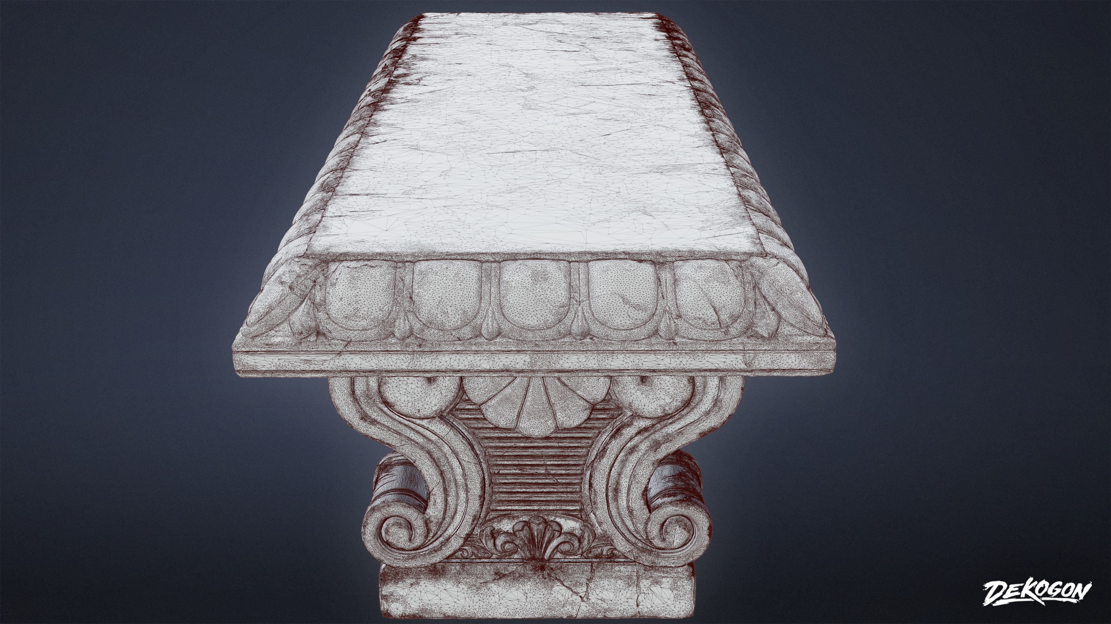 STONE SCULPTURES - Stone Bench 02 - NANITE Low-poly 3D model_8