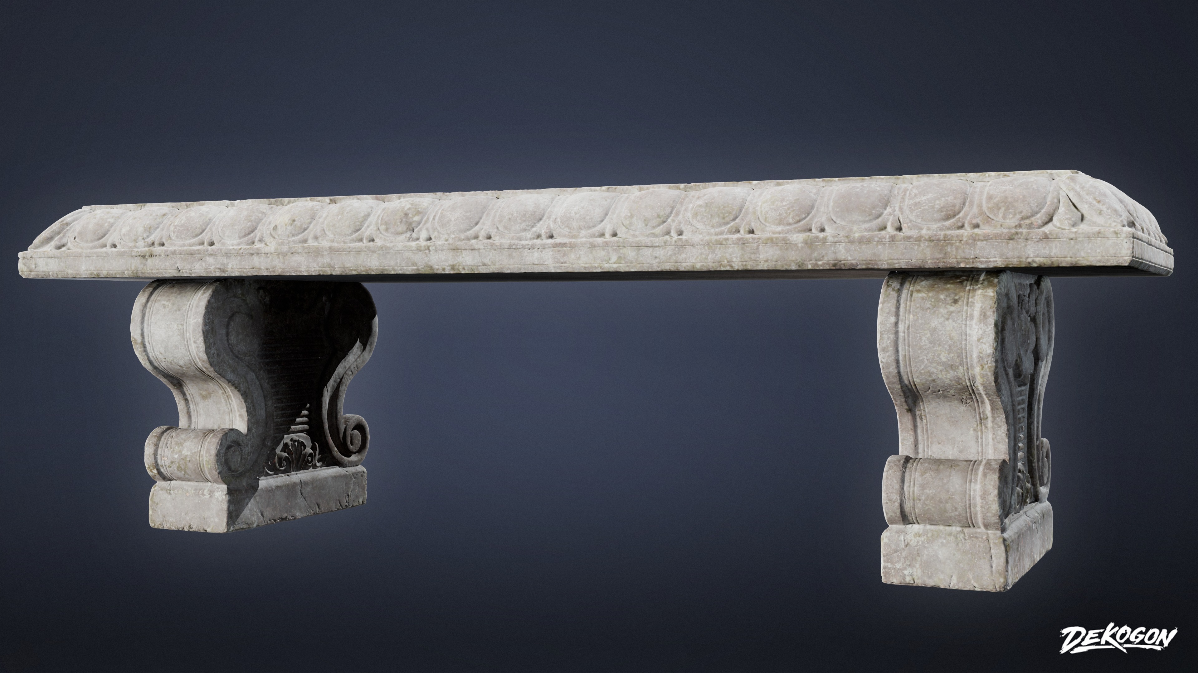 STONE SCULPTURES - Stone Bench 02 - NANITE Low-poly 3D model_1