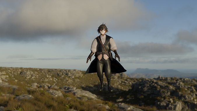 Zhongli 3D Character Low-poly 3D model