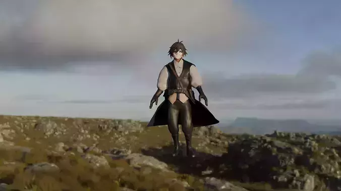 Zhongli 3D Character Low-poly 3D model