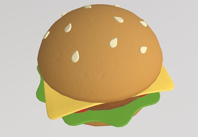 Stylized Low-Poly Hamburger Low-poly 3D model 5