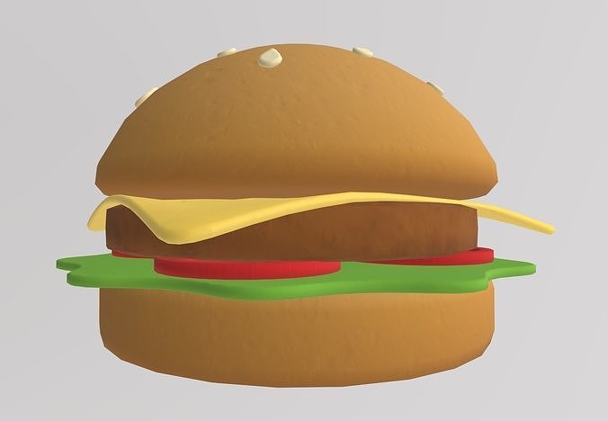 Stylized Low-Poly Hamburger Low-poly 3D model 3