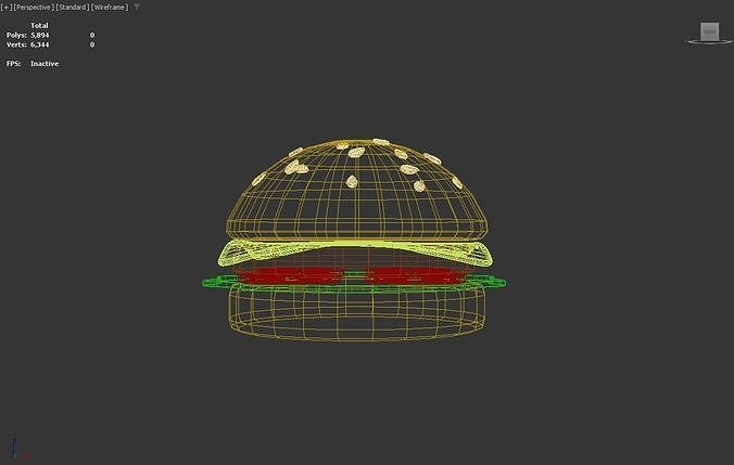 Stylized Low-Poly Hamburger Low-poly 3D model 7
