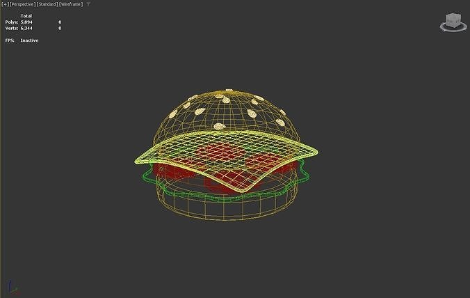 Stylized Low-Poly Hamburger Low-poly 3D model 6