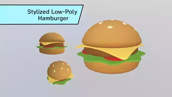 Stylized Low-Poly Hamburger Low-poly 3D model