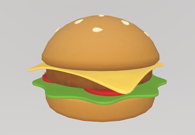 Stylized Low-Poly Hamburger Low-poly 3D model 2