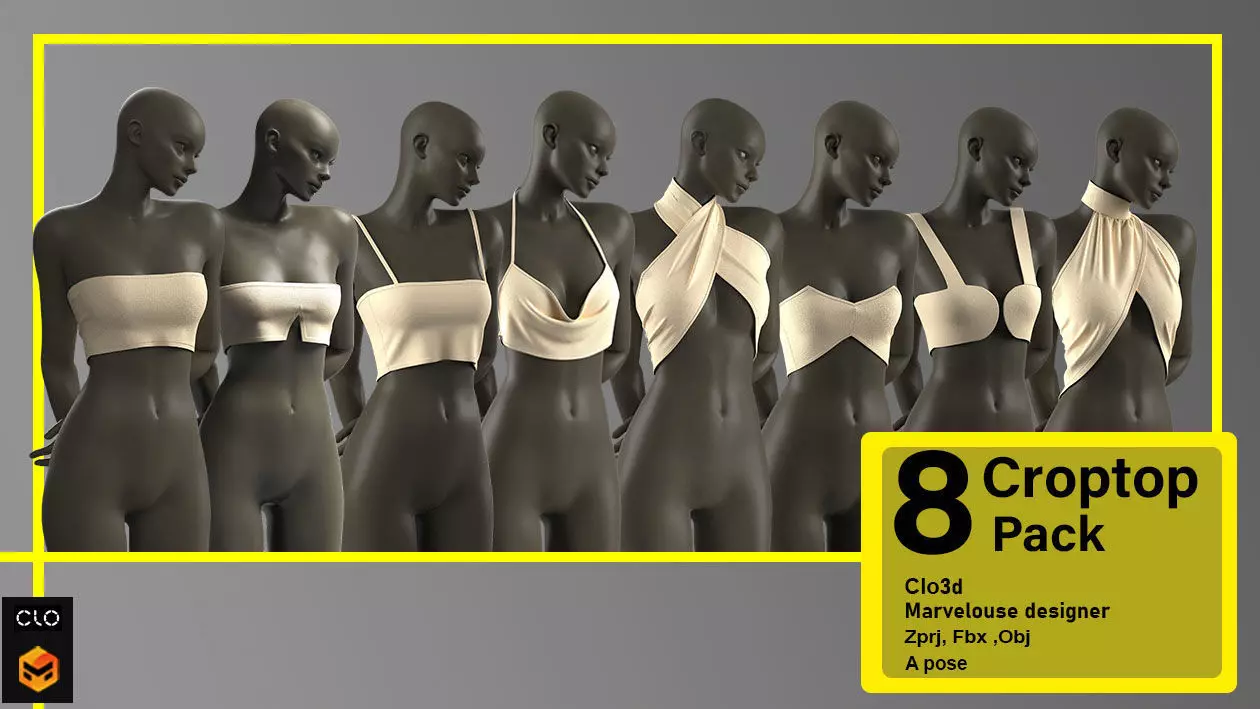 8 in 1 CROPTOP PACK 3D model_0