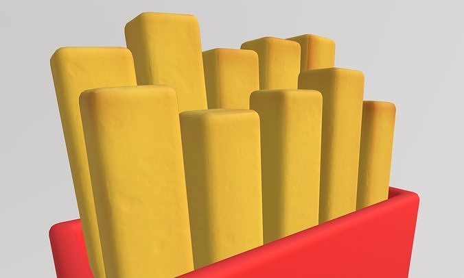 Stylized Low-Poly French Fries Low-poly 3D model 3