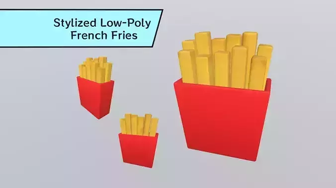 Stylized Low-Poly French Fries Low-poly 3D model