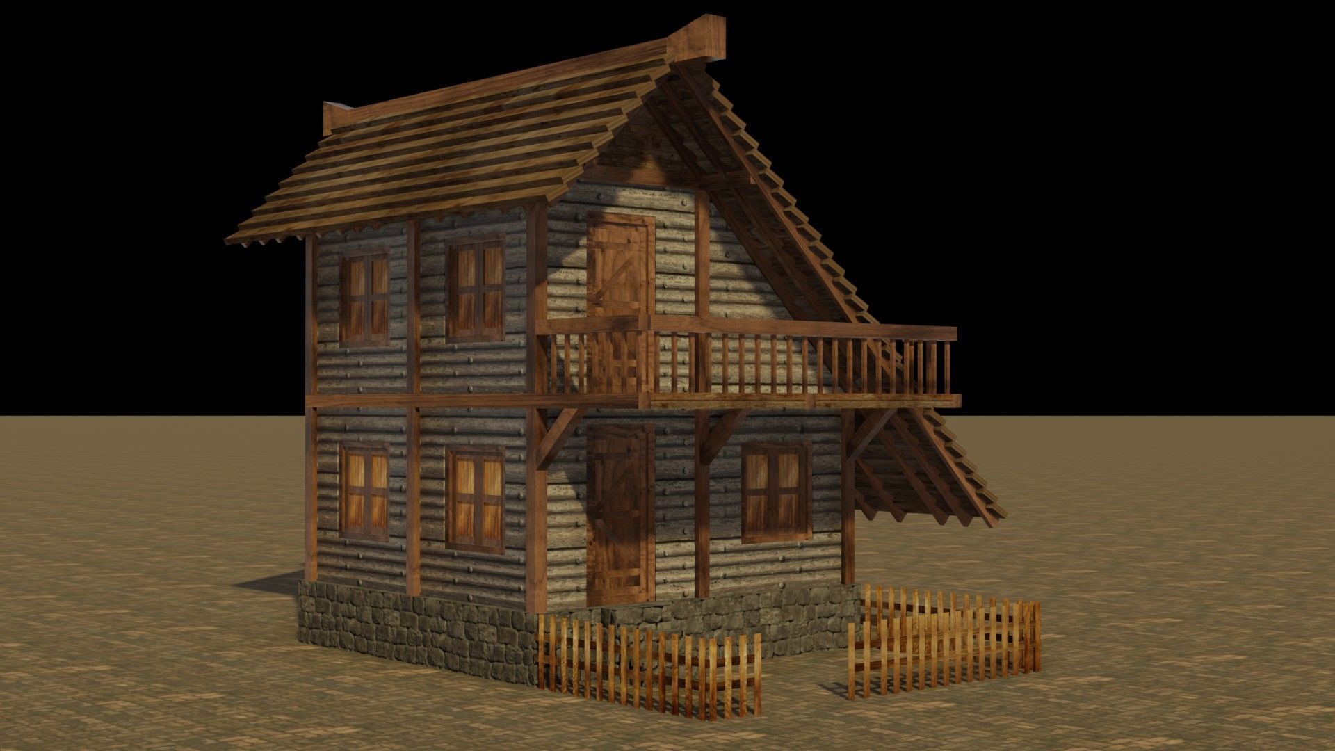 Comprehensive Pack of Medieval Houses for Low Poly Game Design Low-poly 3D model_16