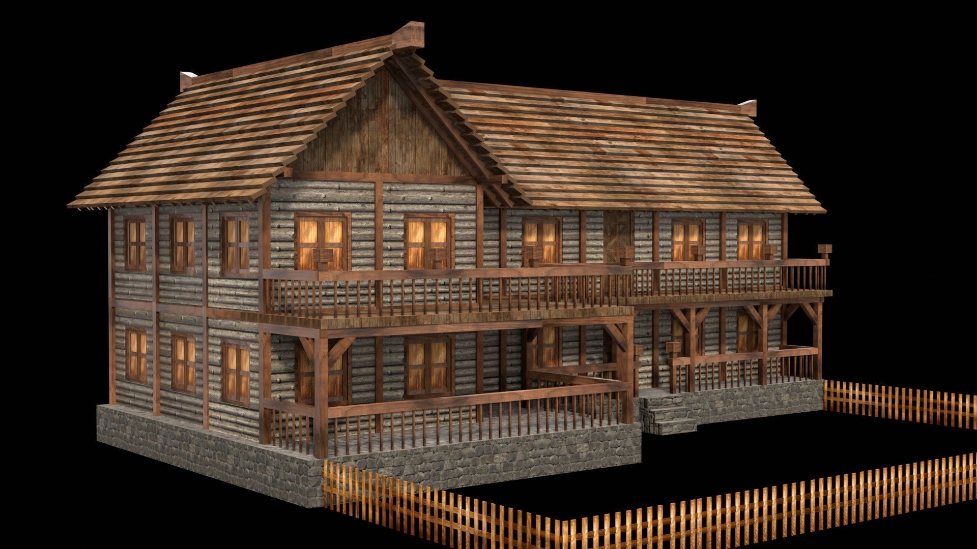 Comprehensive Pack of Medieval Houses for Low Poly Game Design Low-poly 3D model_15