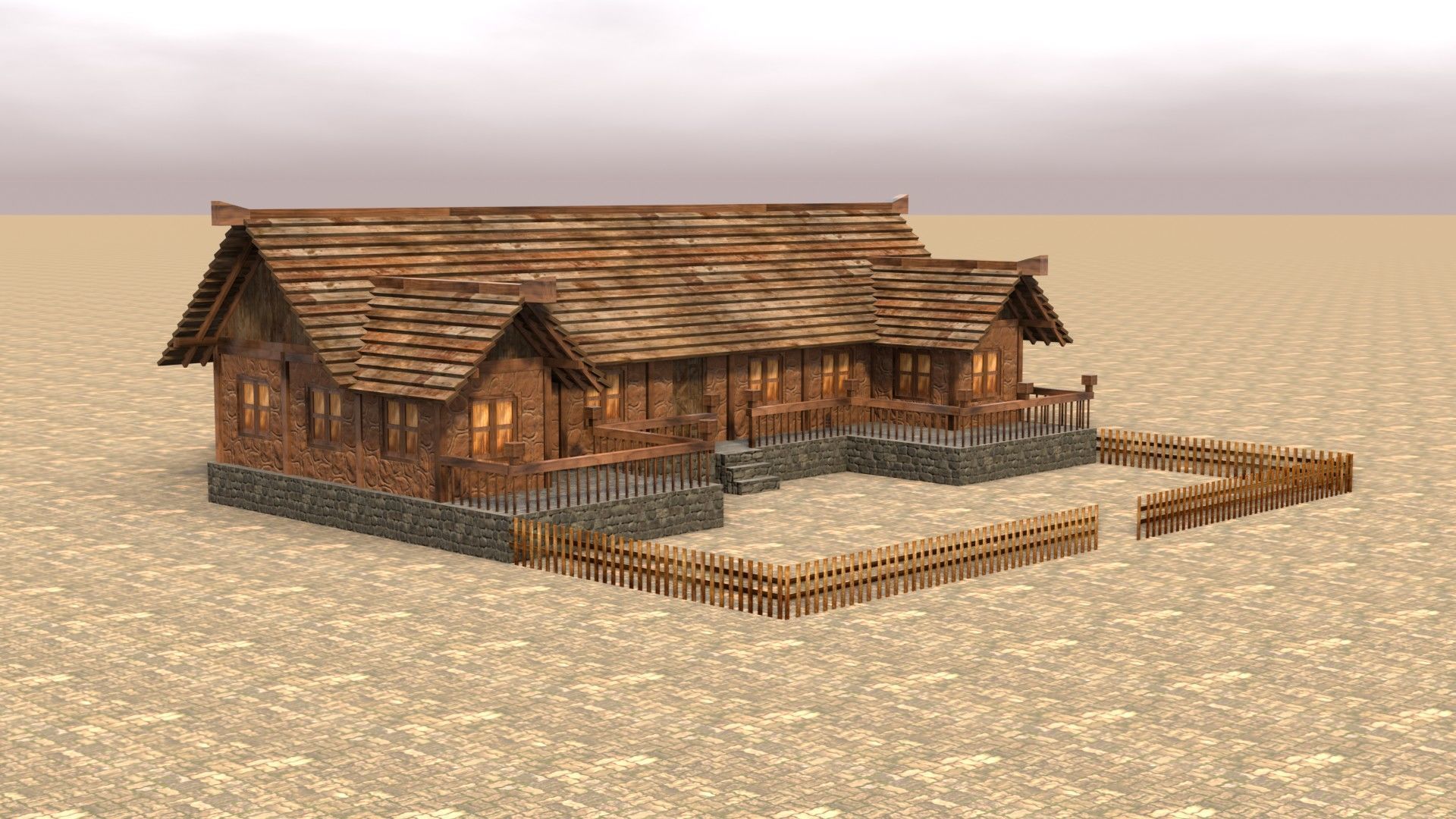 Modular Low Poly Medieval Houses for RPG and Fantasy Projects Low-poly 3D model_9
