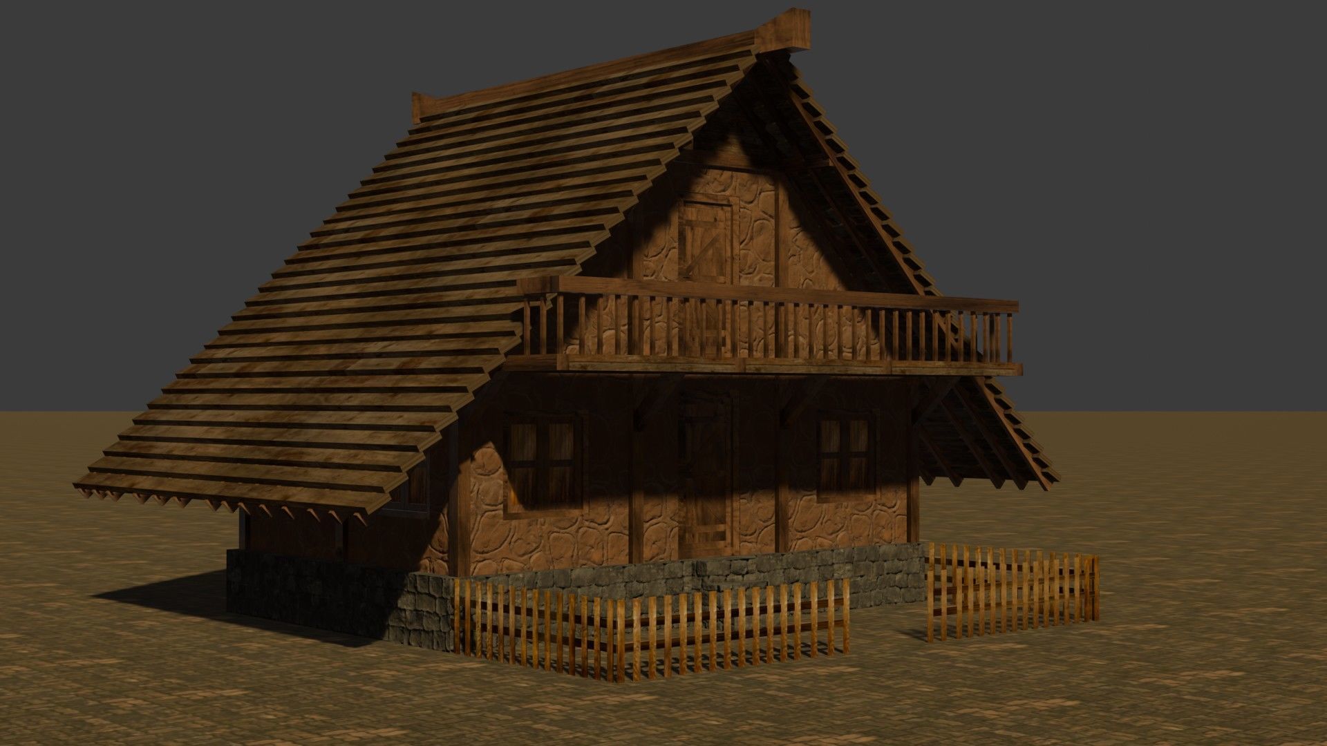 Modular Low Poly Medieval Houses for RPG and Fantasy Projects Low-poly 3D model_18