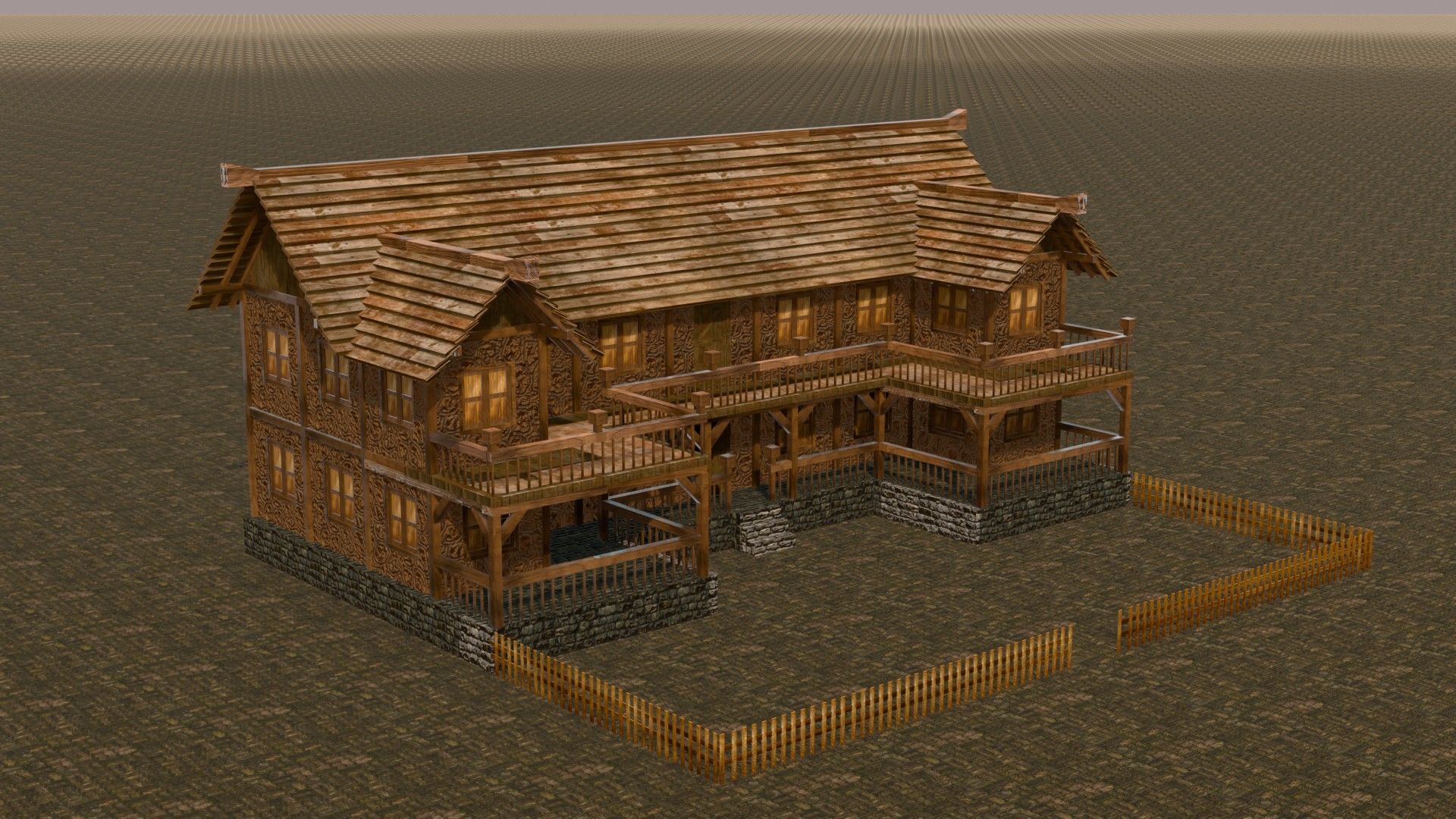 Modular Low Poly Medieval Houses for RPG and Fantasy Projects Low-poly 3D model_8
