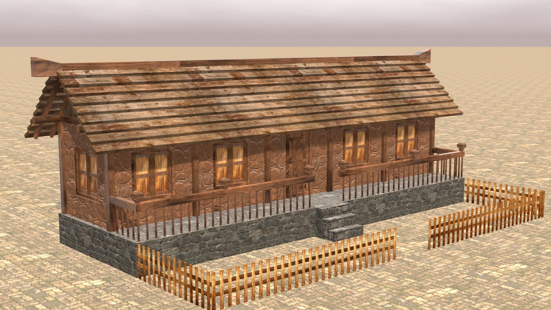Modular Low Poly Medieval Houses for RPG and Fantasy Projects Low-poly 3D model_4