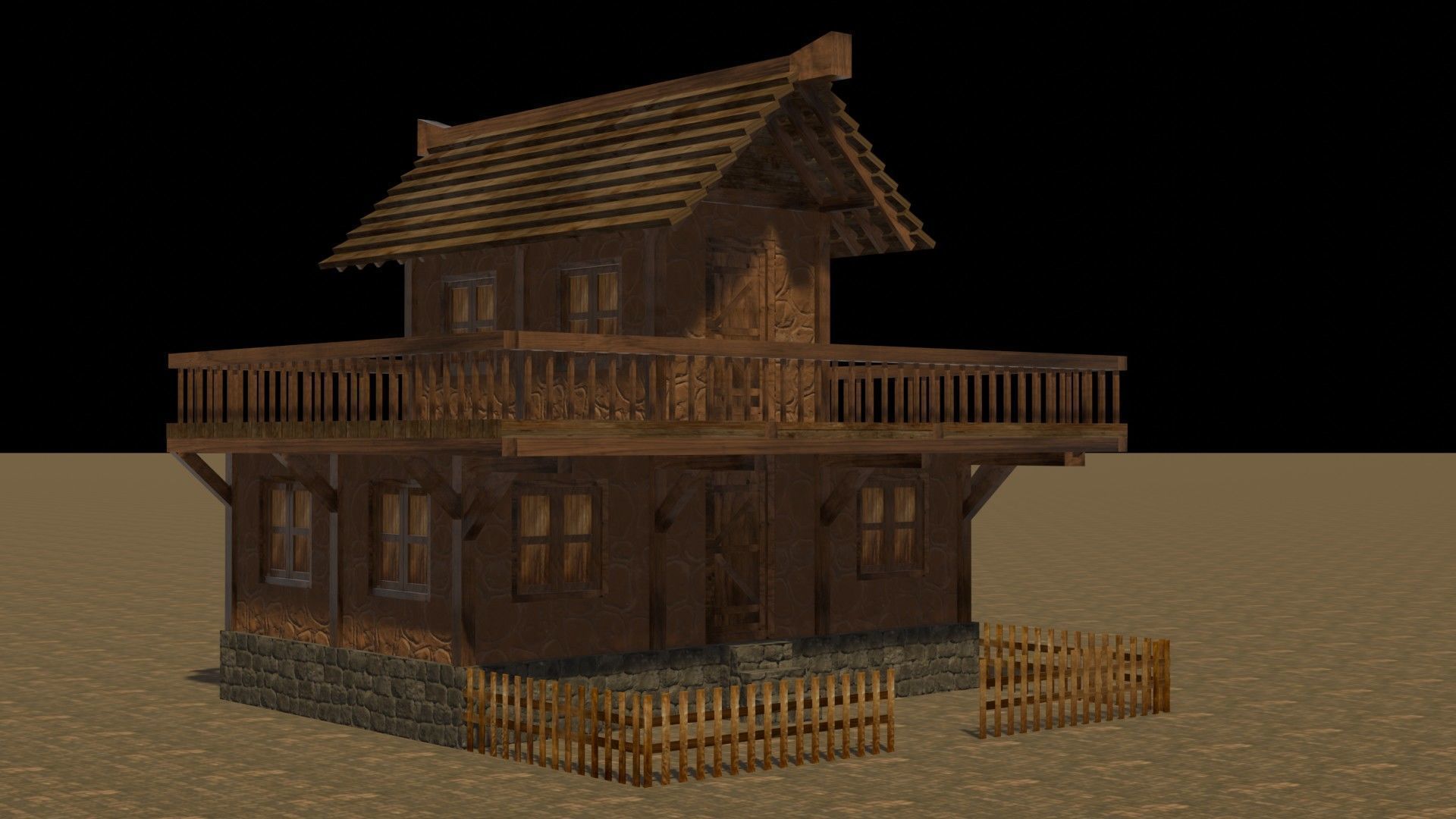 Modular Low Poly Medieval Houses for RPG and Fantasy Projects Low-poly 3D model_20