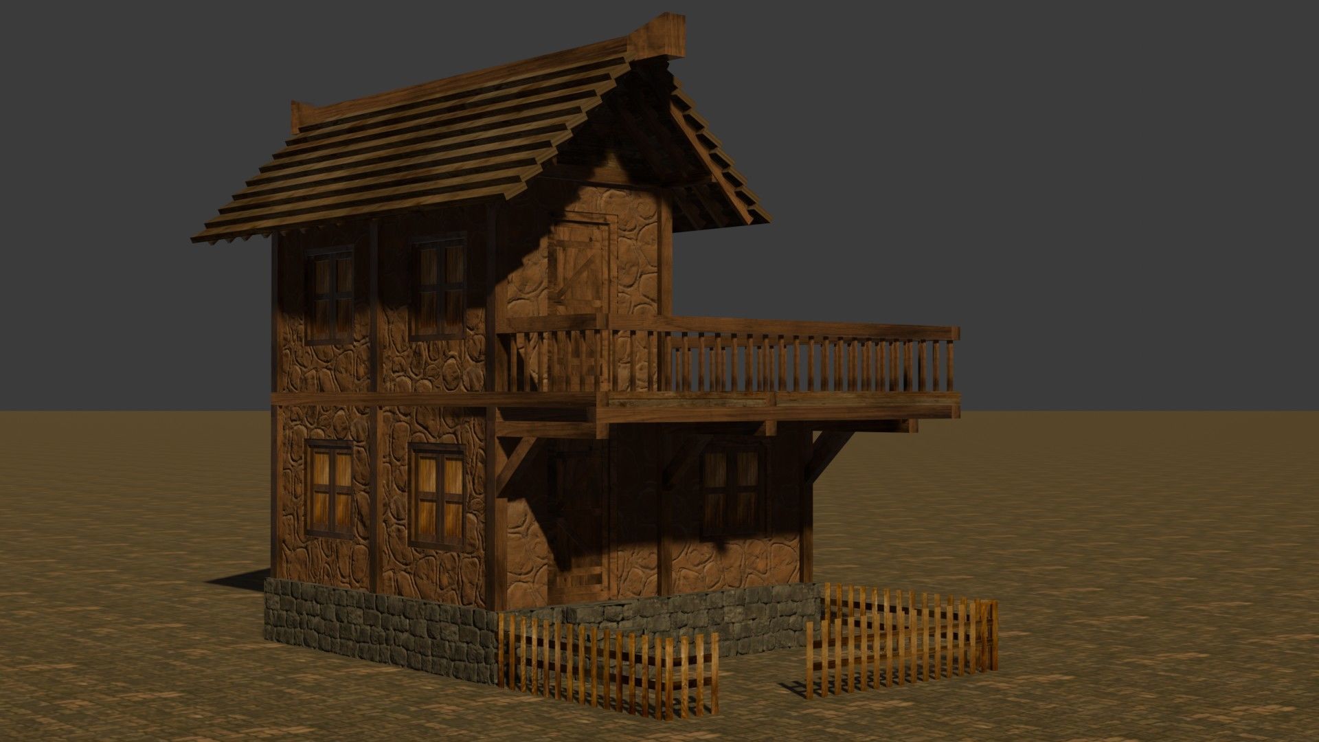 Modular Low Poly Medieval Houses for RPG and Fantasy Projects Low-poly 3D model_19