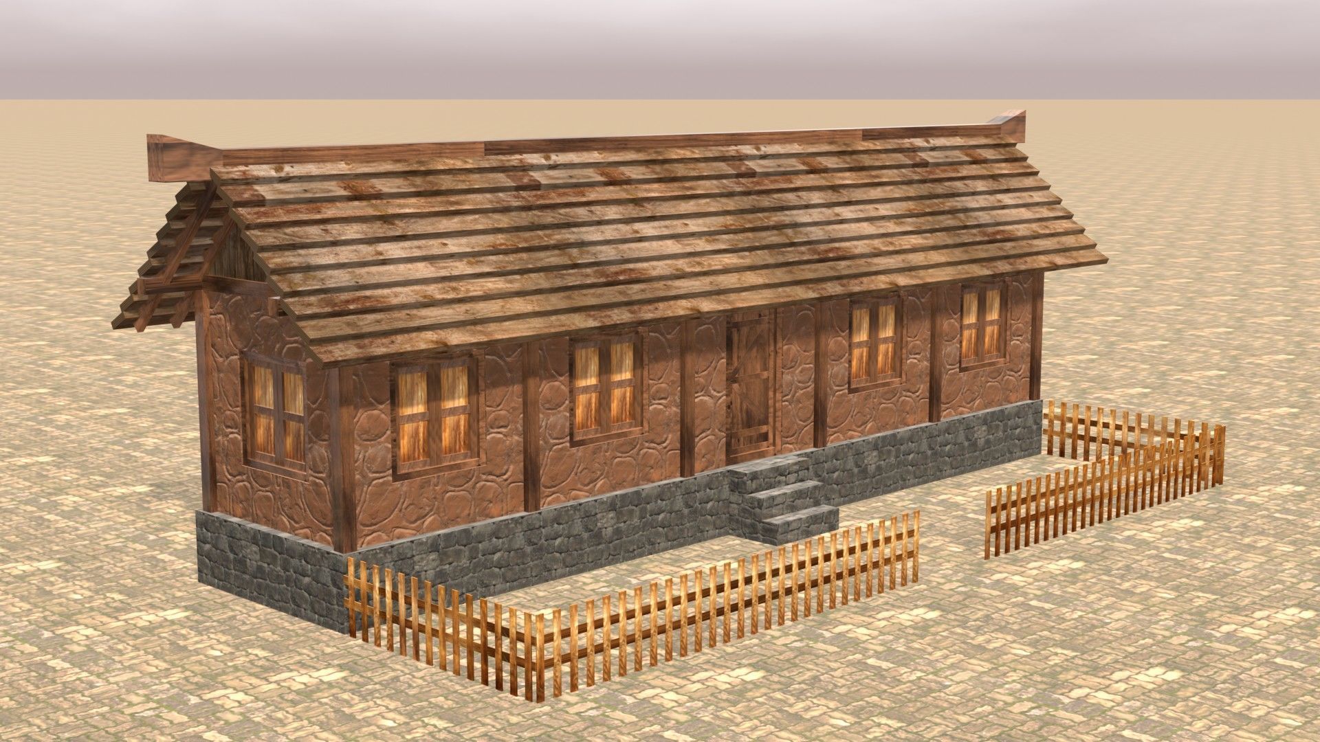 Modular Low Poly Medieval Houses for RPG and Fantasy Projects Low-poly 3D model_3