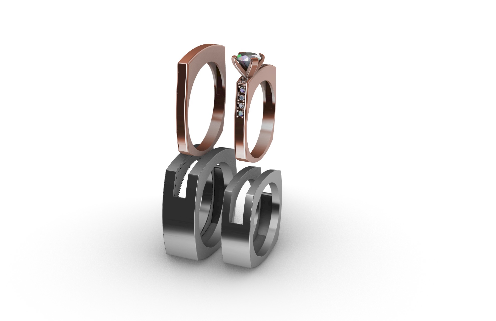 Interlocking Wedding Rings STL 3D print model_4