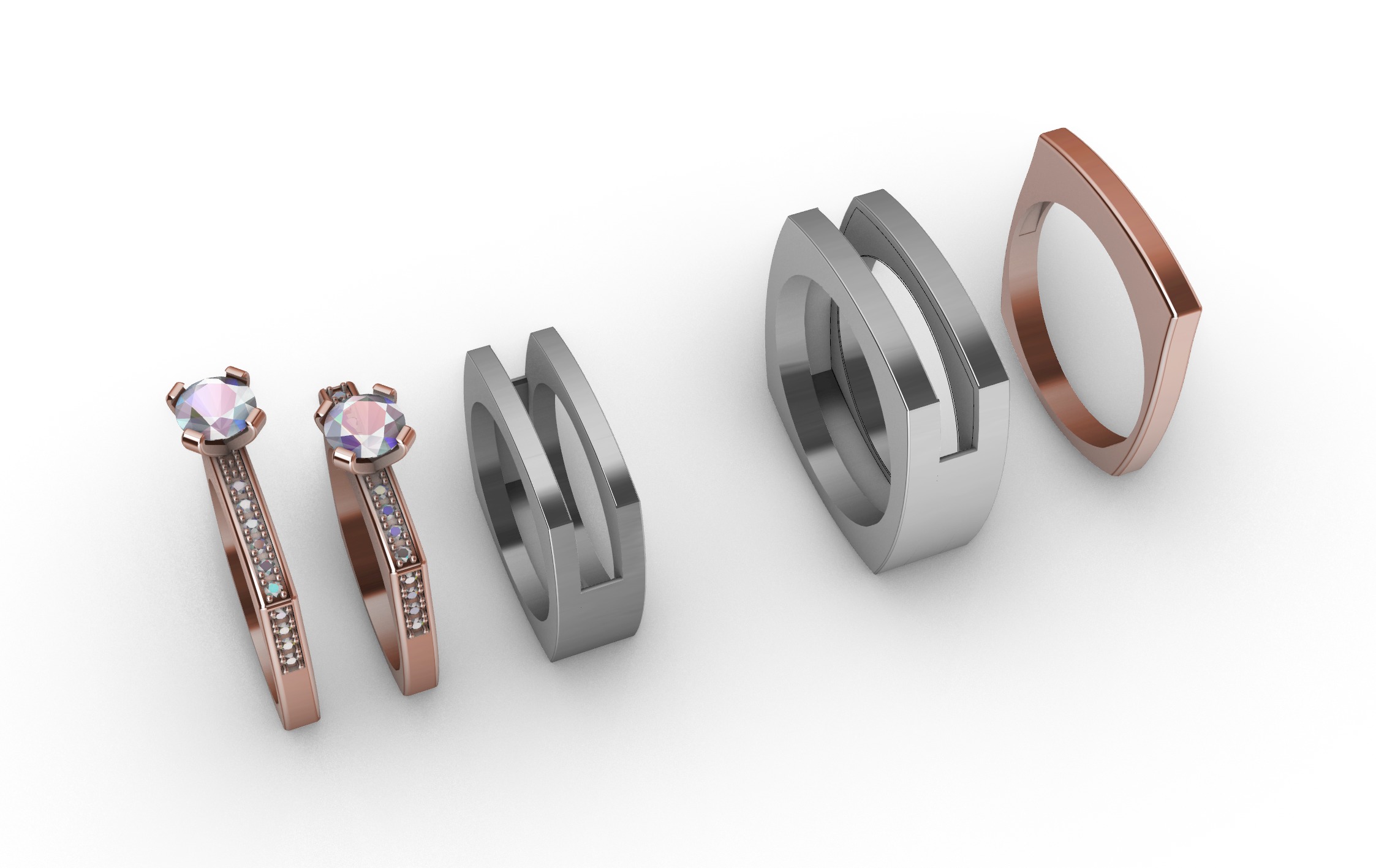 Interlocking Wedding Rings STL 3D print model_5